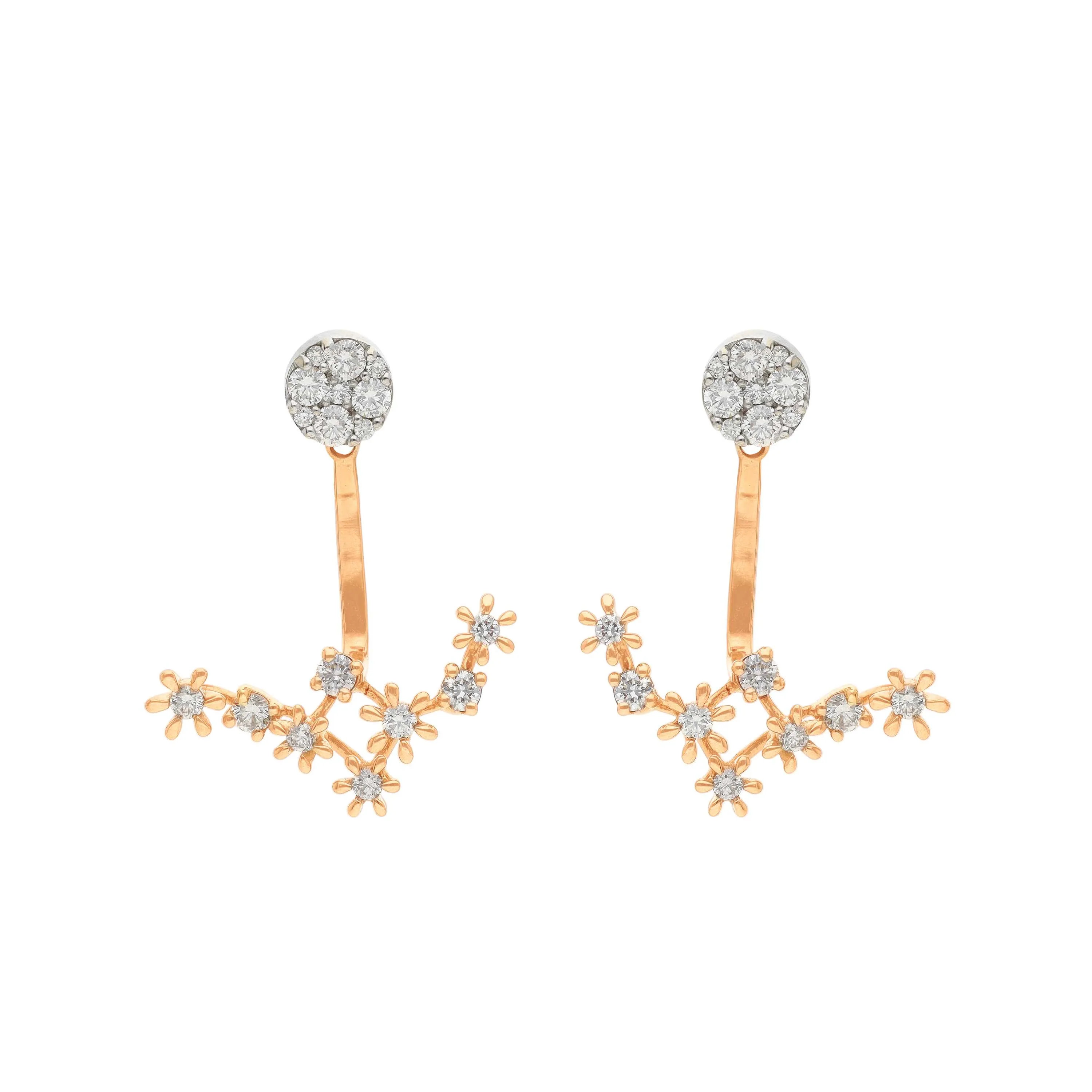 Glamorously Detailed And Diamond Studded 18KT Rose Gold Studs