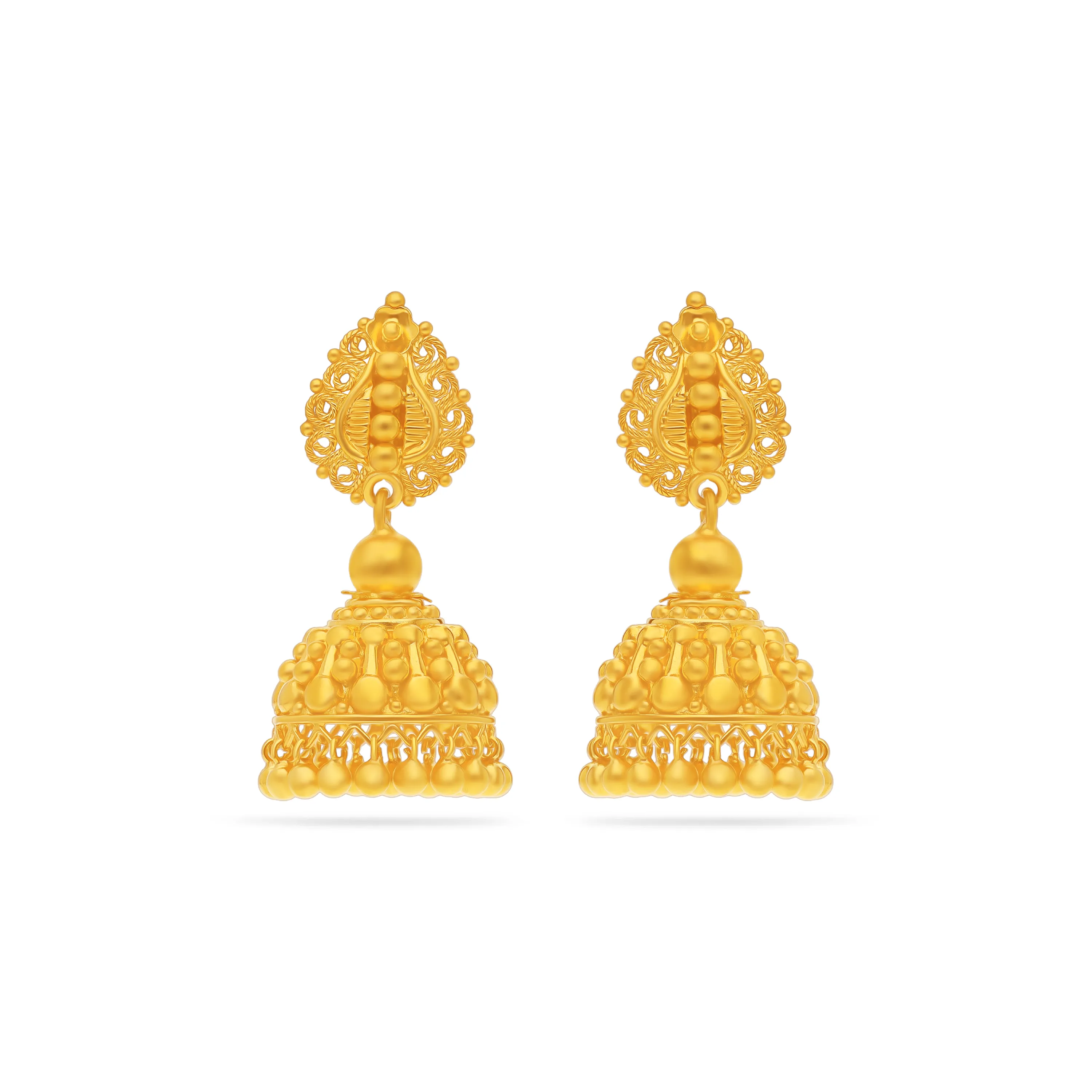 Classic Finely Detailed And Crafted 22KT Gold Drops For Women