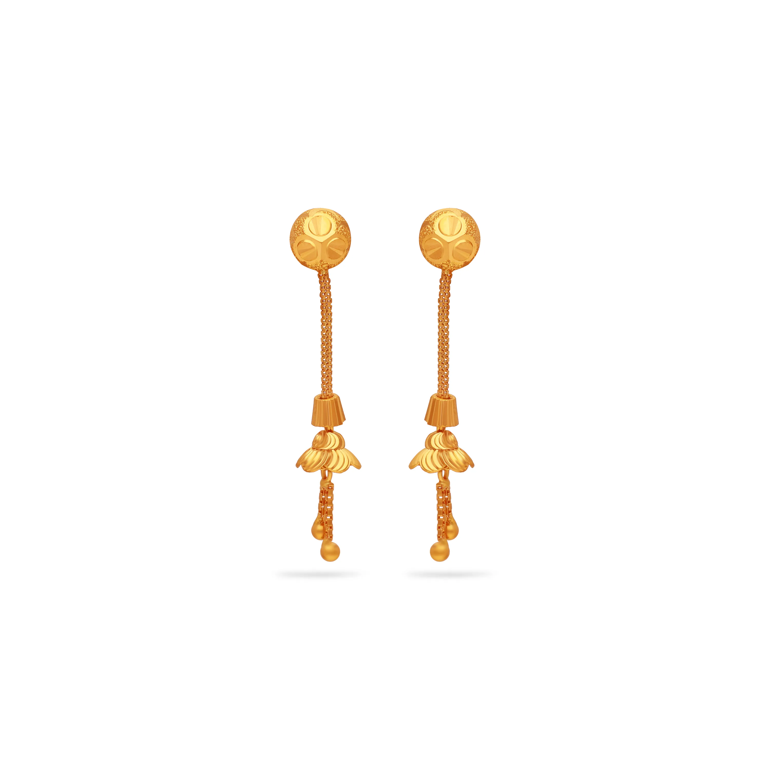 Classic Finely Detailed And Crafted 22KT Gold Drops For Women
