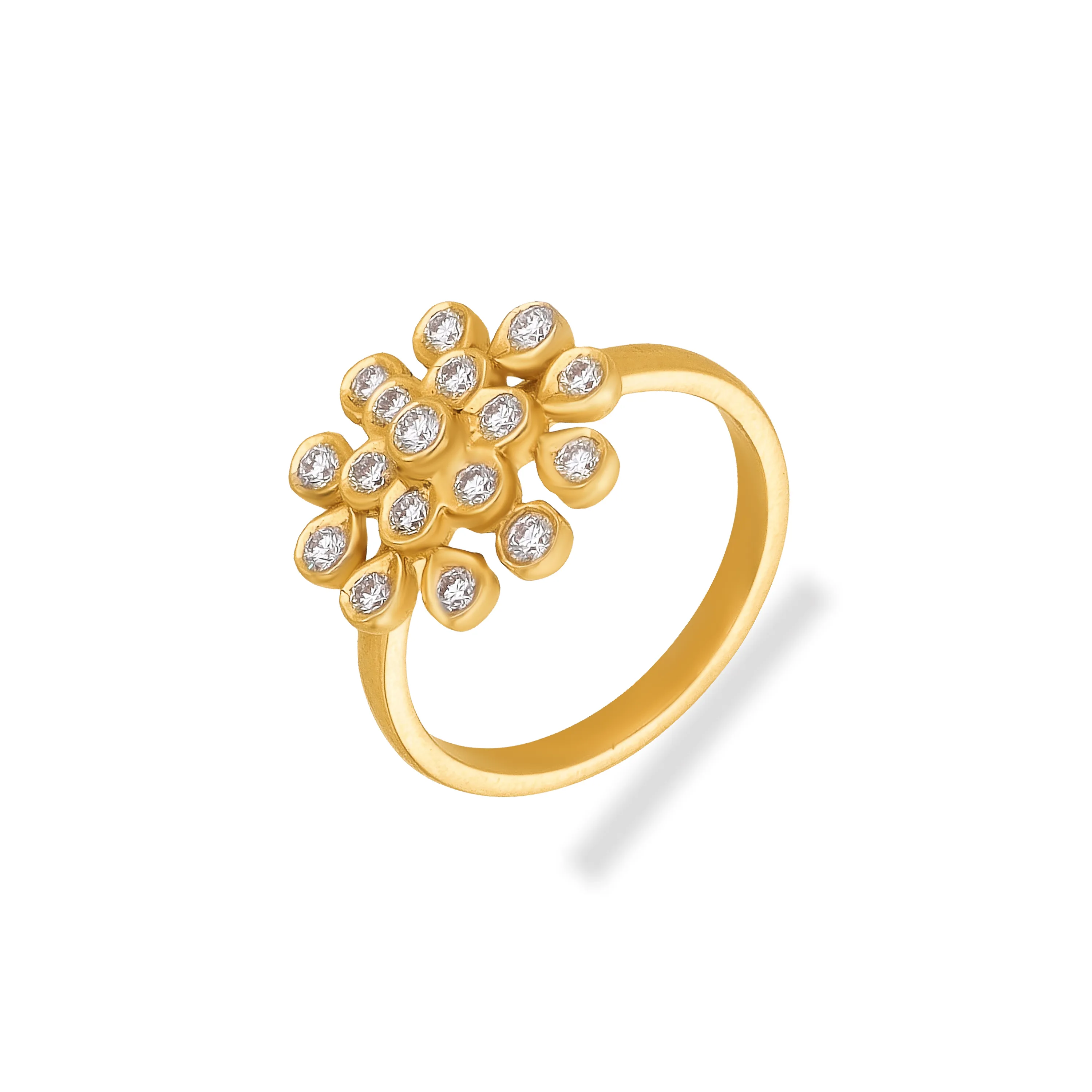 Traditionally Crafted And Diamond Studded 22KT Gold Close Setting Ring For Women