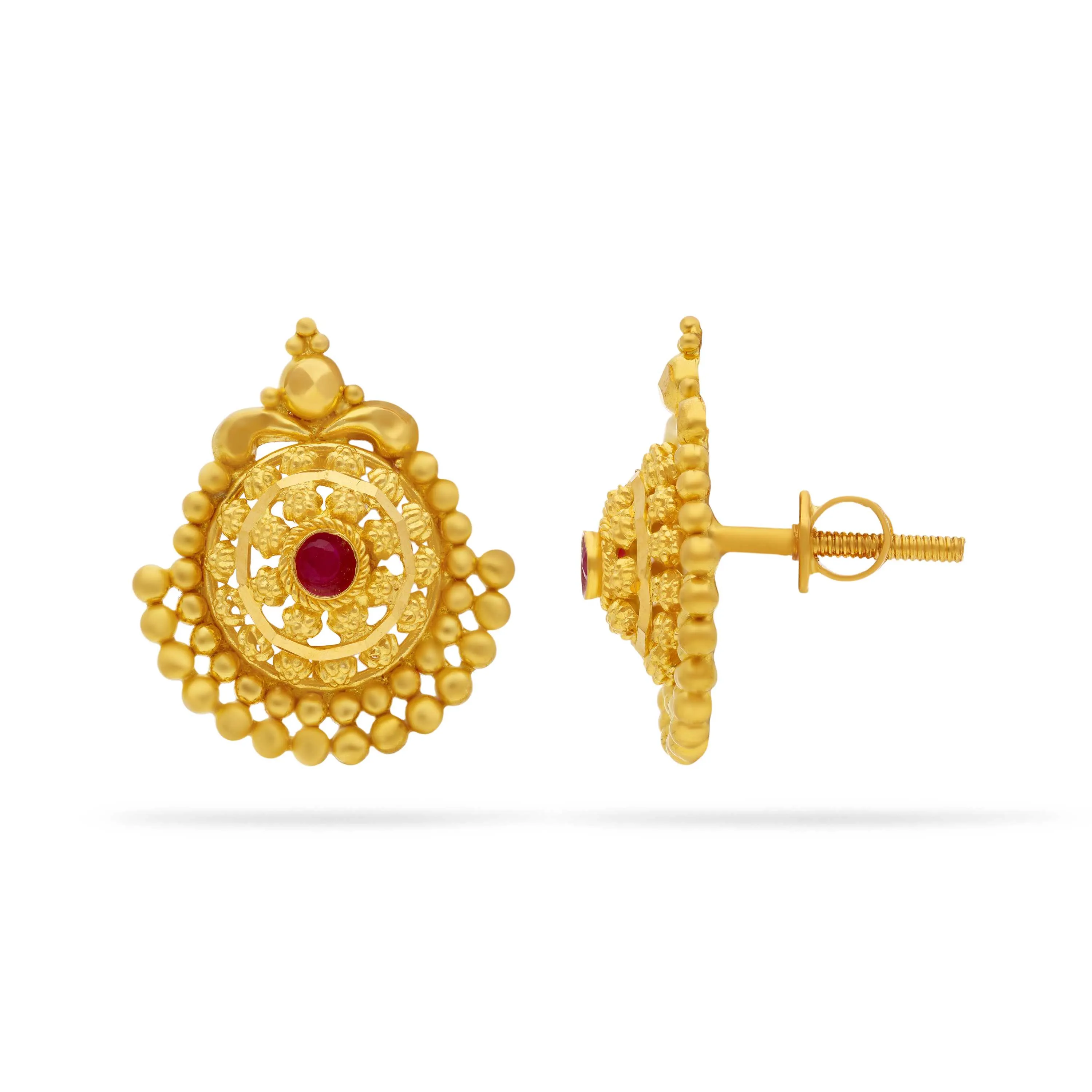 Specially Crafted And Detailed 22KT Gold Studs For Women