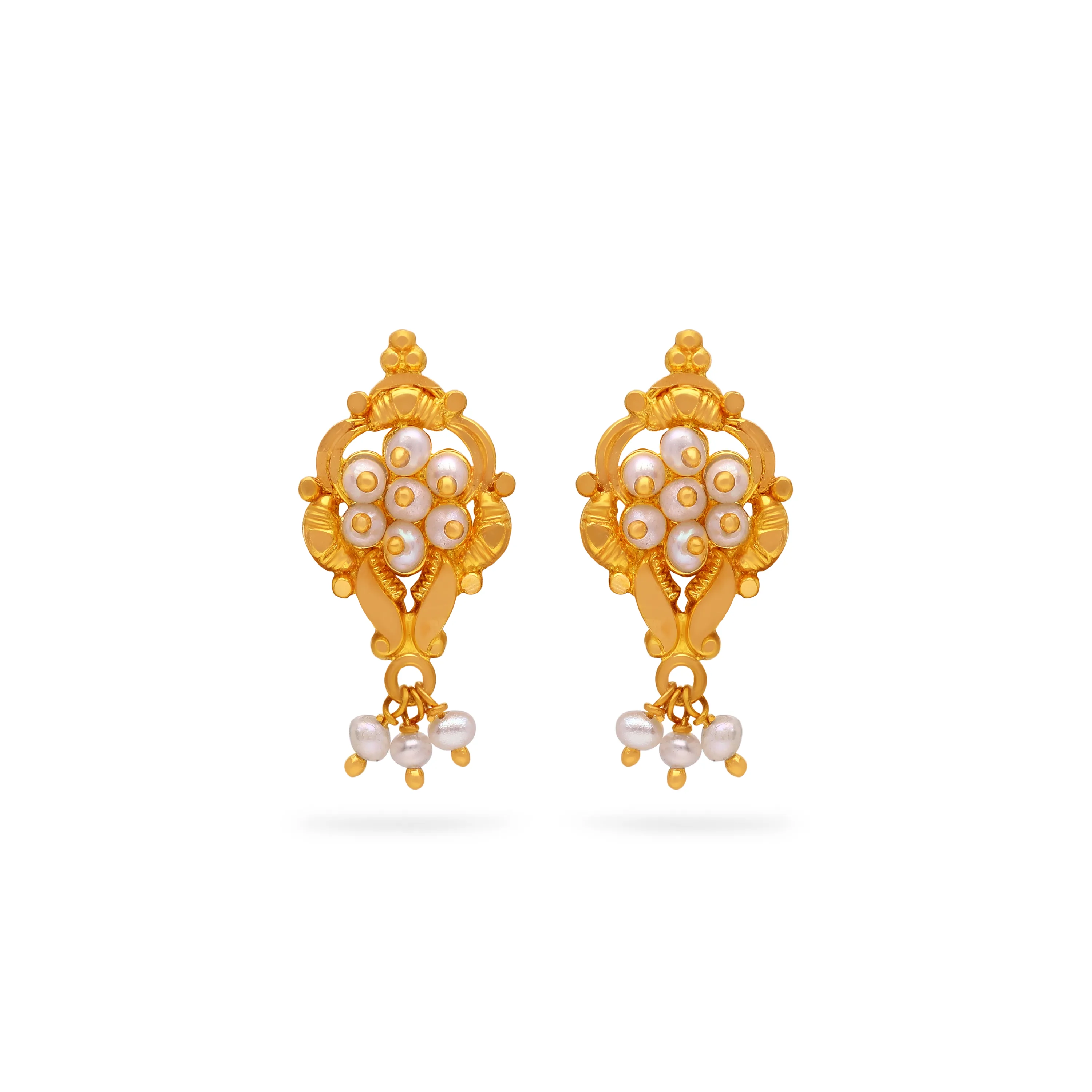 Studded And Detailed 22KT Gold Studs For Women