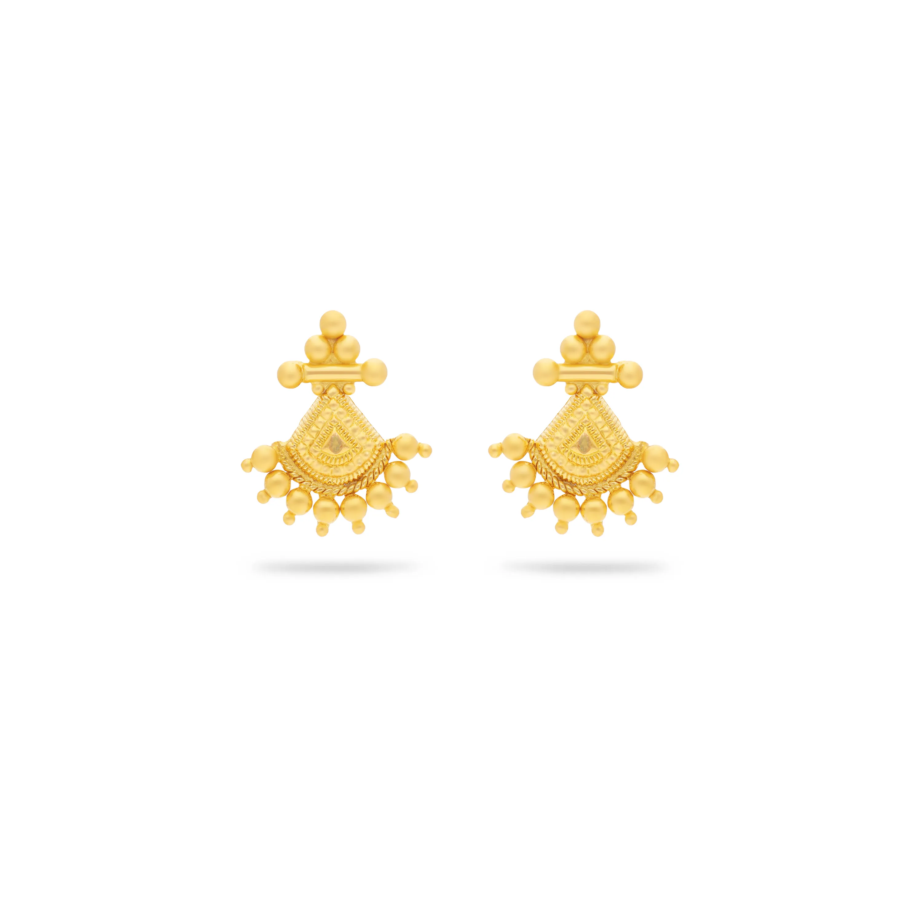 Classic Finely Detailed 22KT Gold Studs For Women