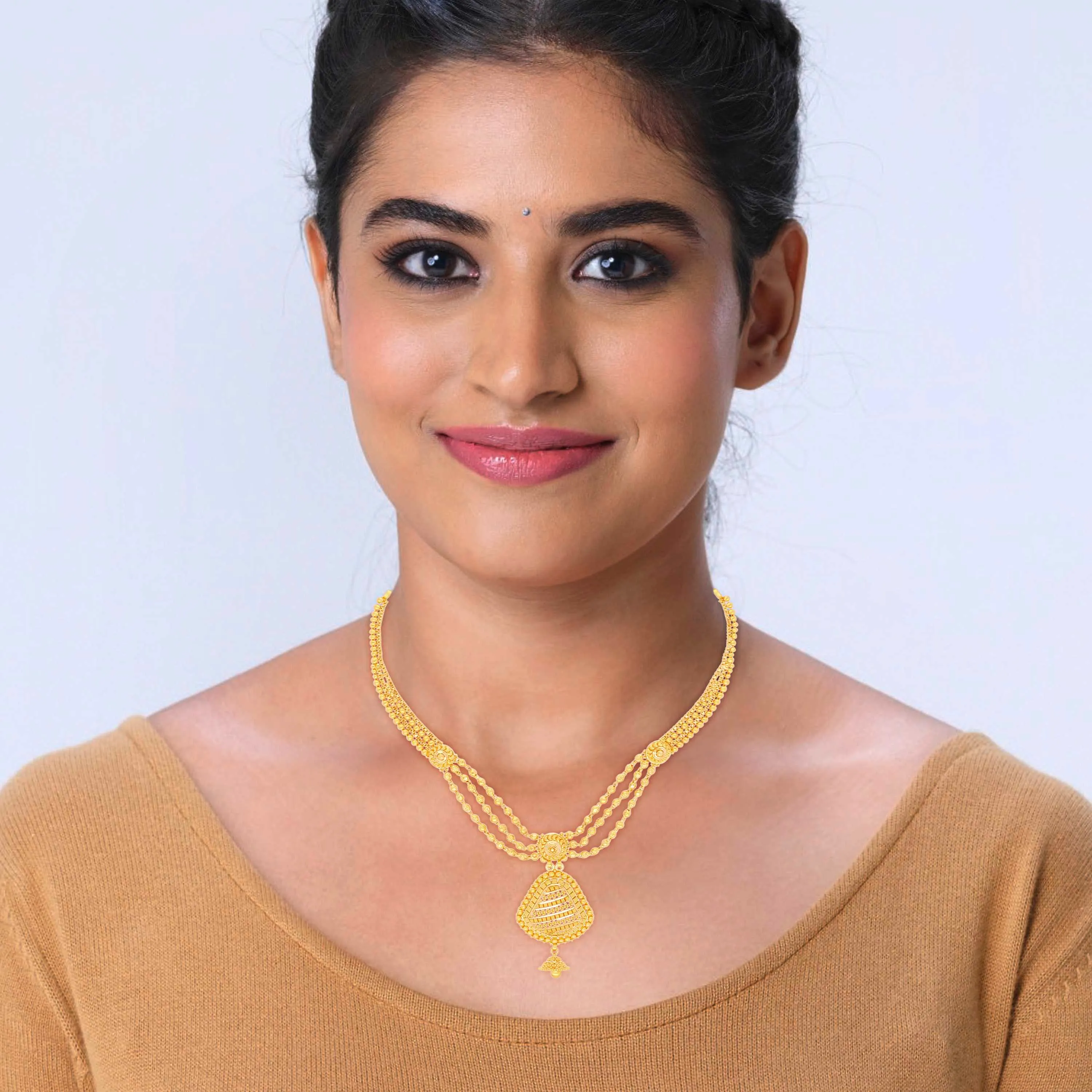 Classic Finely Detailed And Crafted 22KT Gold Necklace For Women