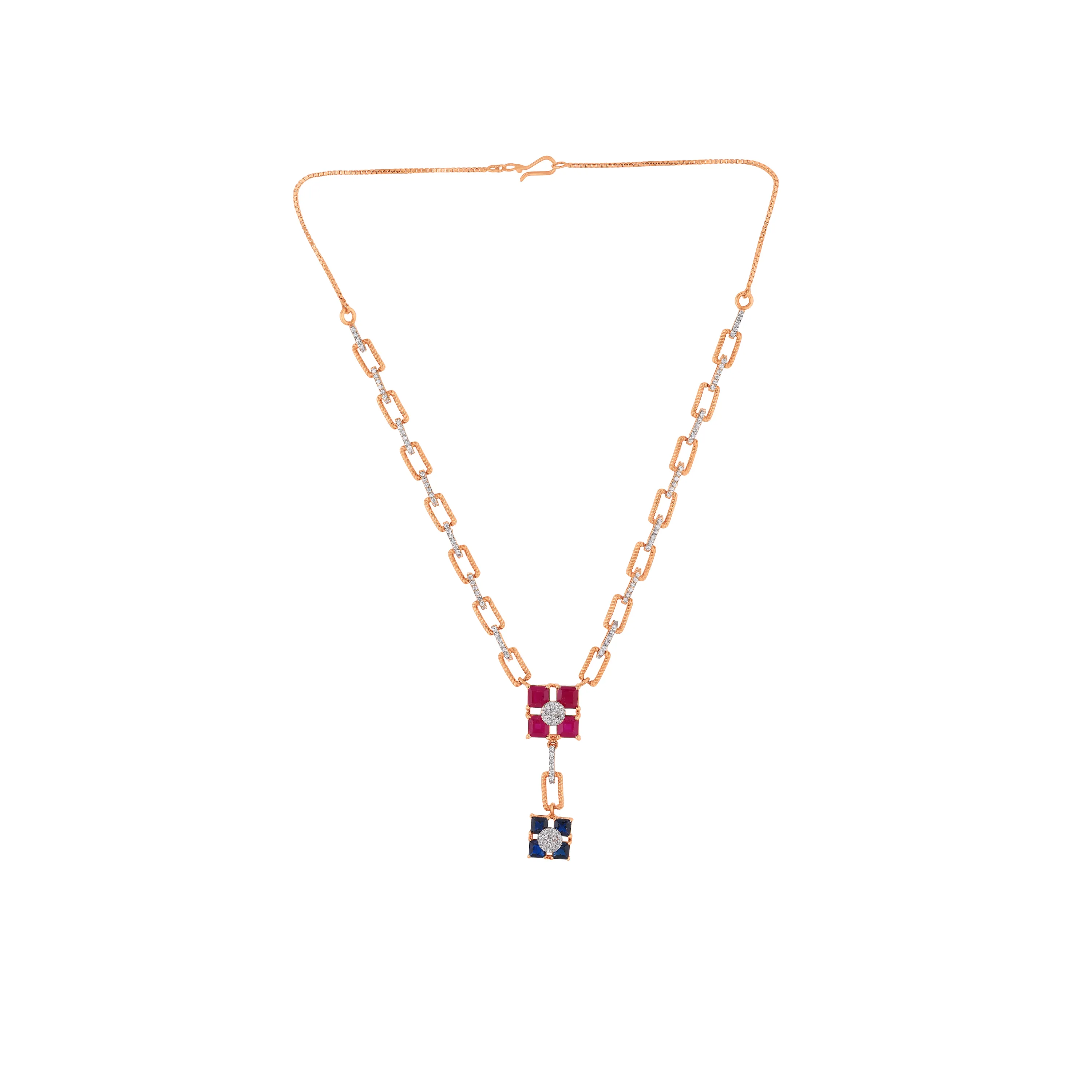 Studded And Detailed 18KT Rose Gold Necklace For Women