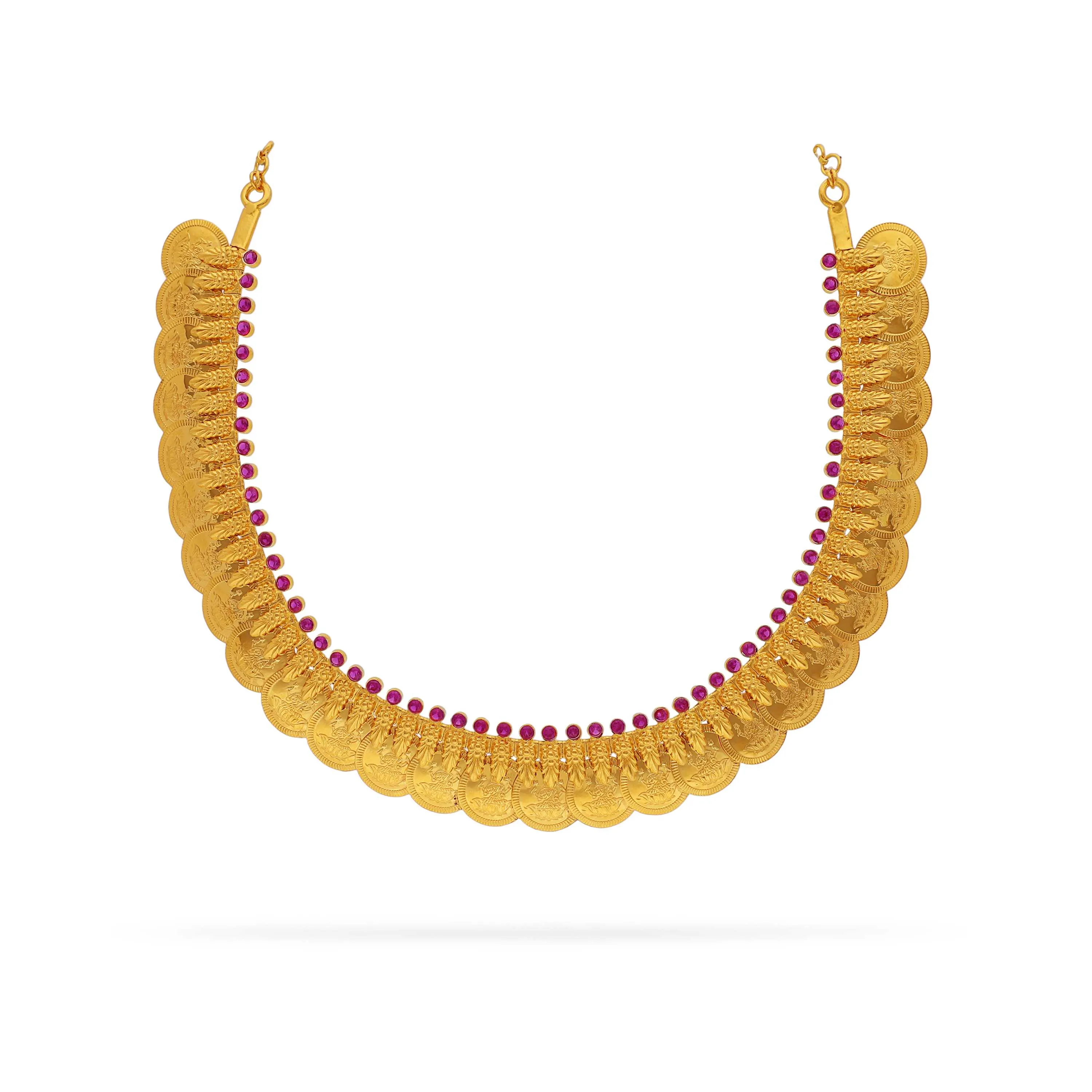 Traditionally Crafted And Studded 22KT Gold Kassu Mala