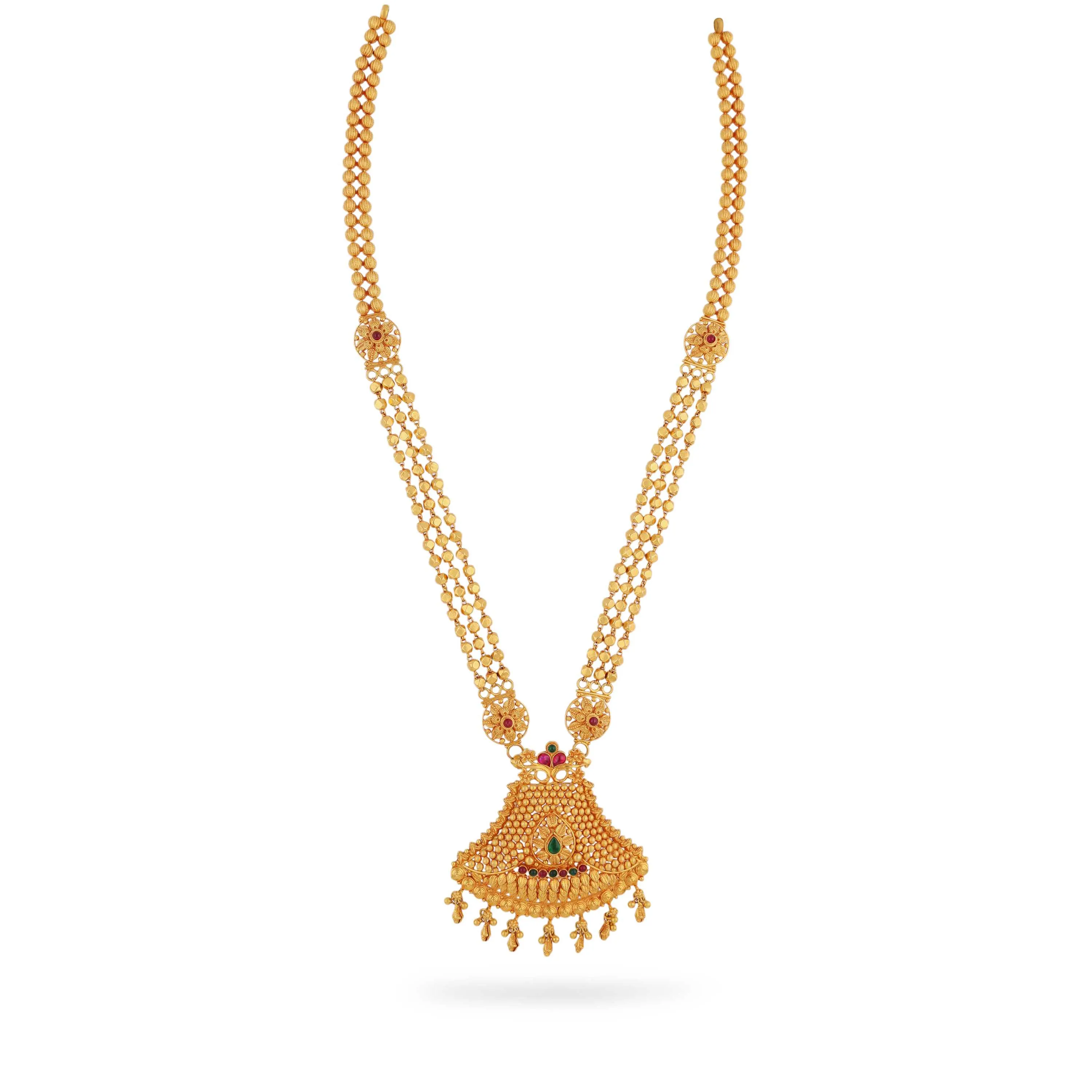 Gorgeously Detailed And Studded 22KT Gold Fancy Chain For Women