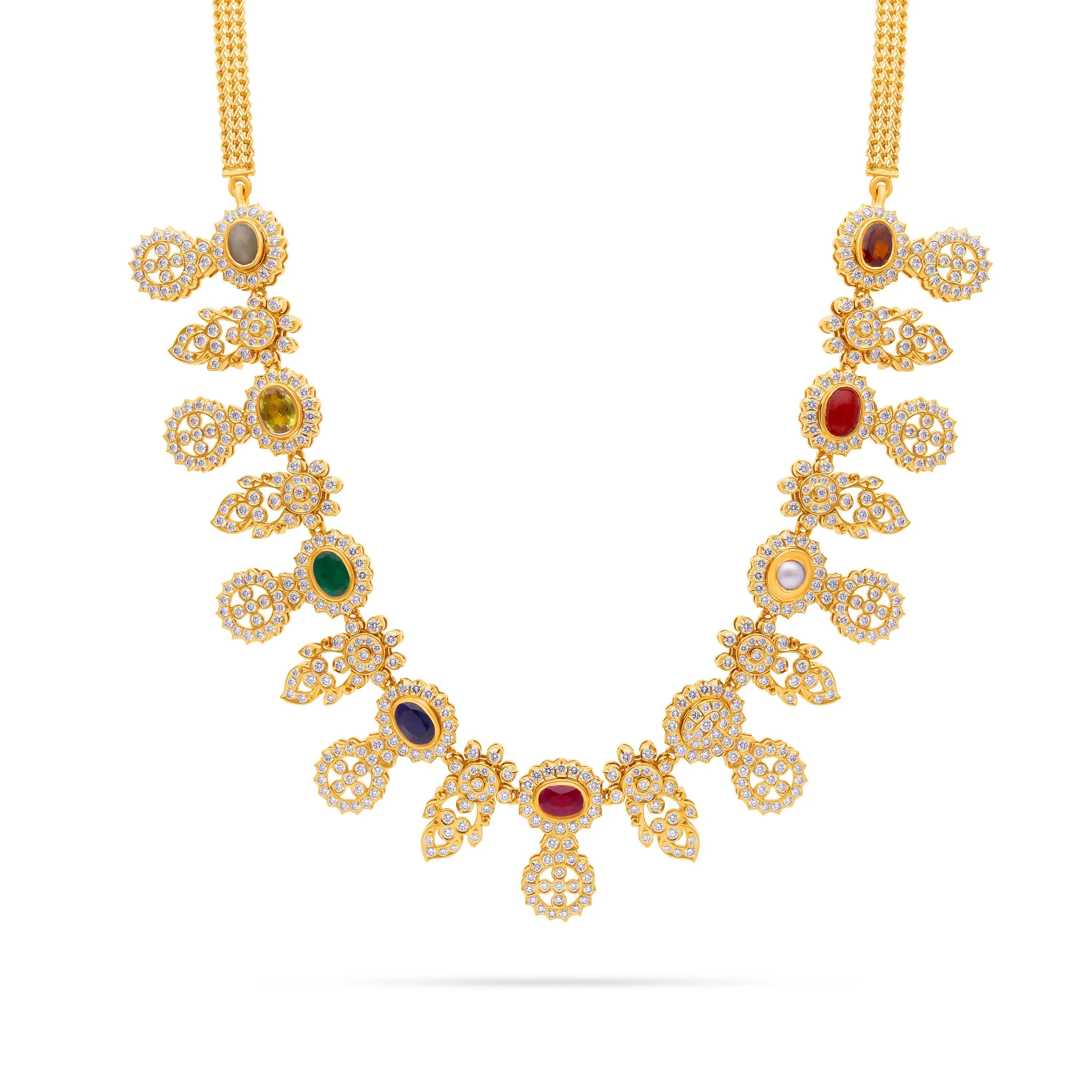 Princely Diamond Necklace Set in 22KT Gold