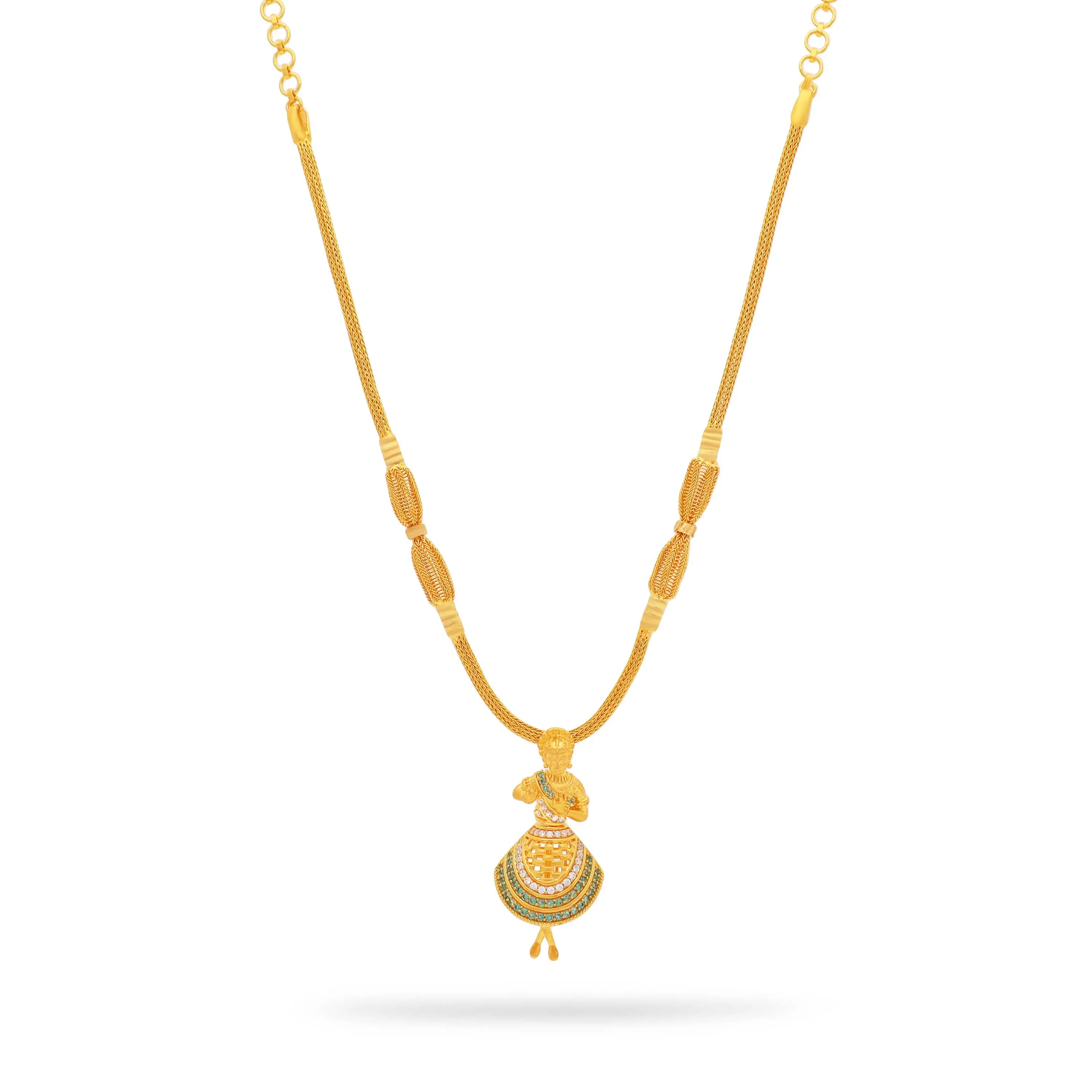 One Of Its Kind Studded Dancing Woman 22KT Gold Necklace