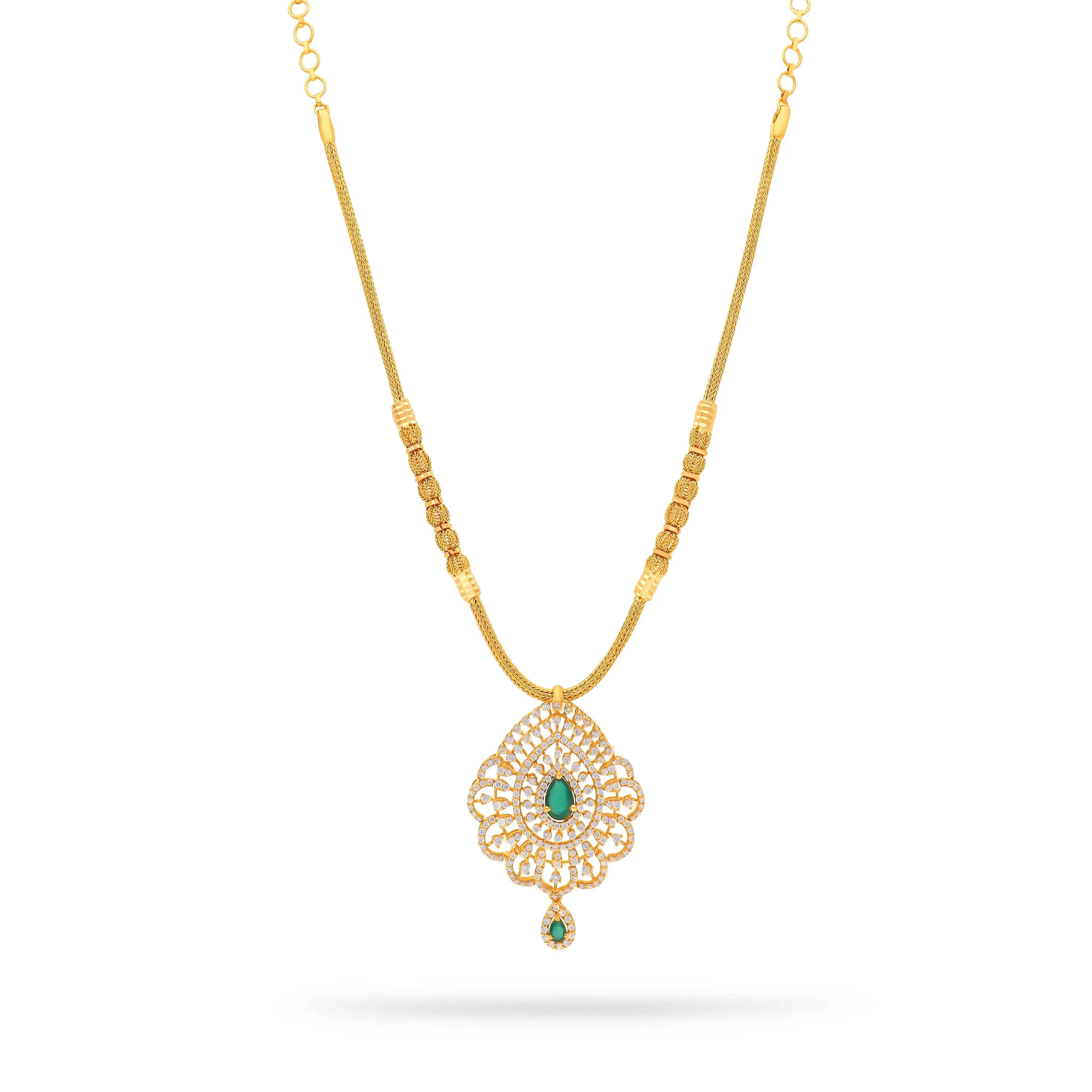 Premium Gorgeously Detailed And Studded 22KT Gold Necklace For Women
