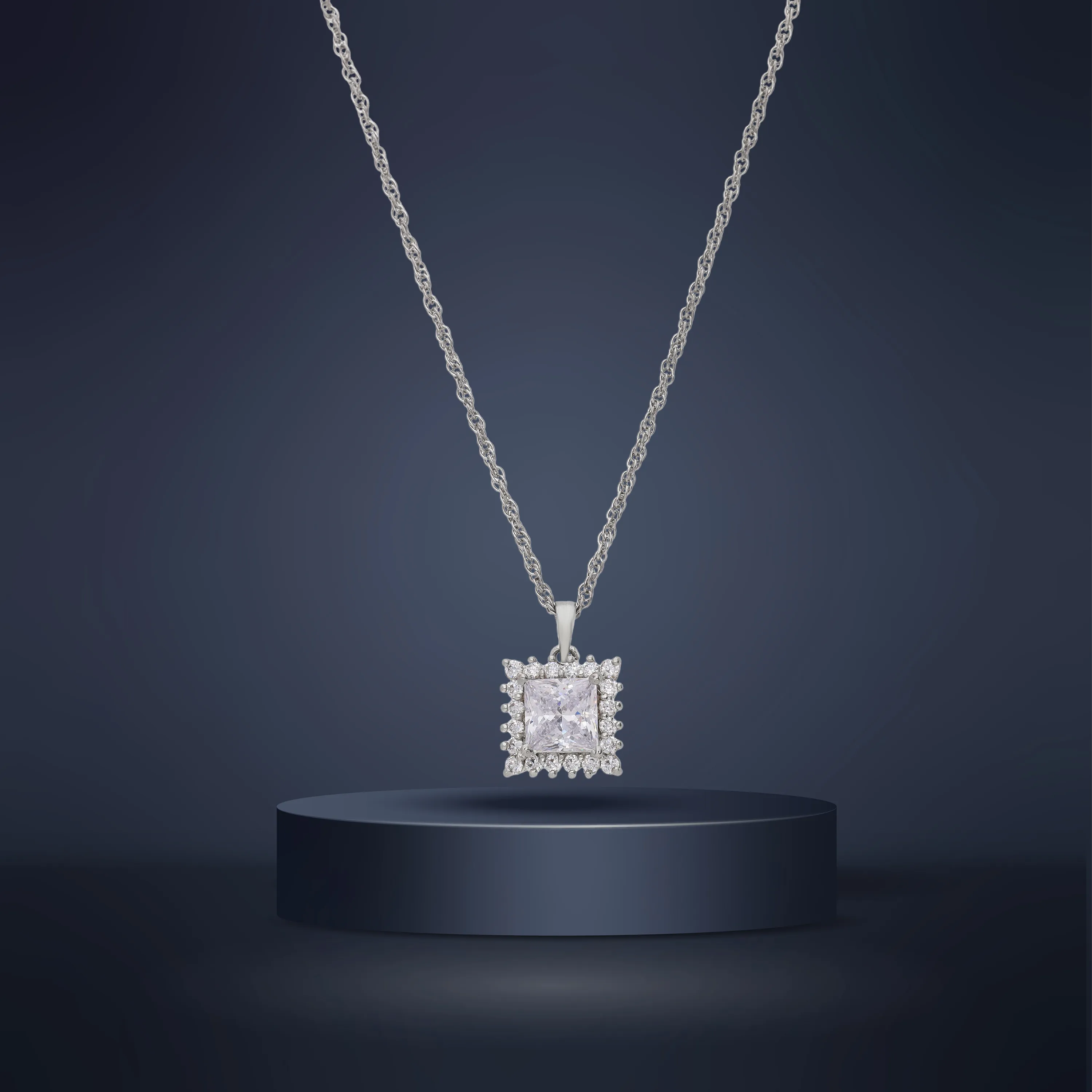 Finely Detailed And Swarovski Studded Silver Chain With Pendant