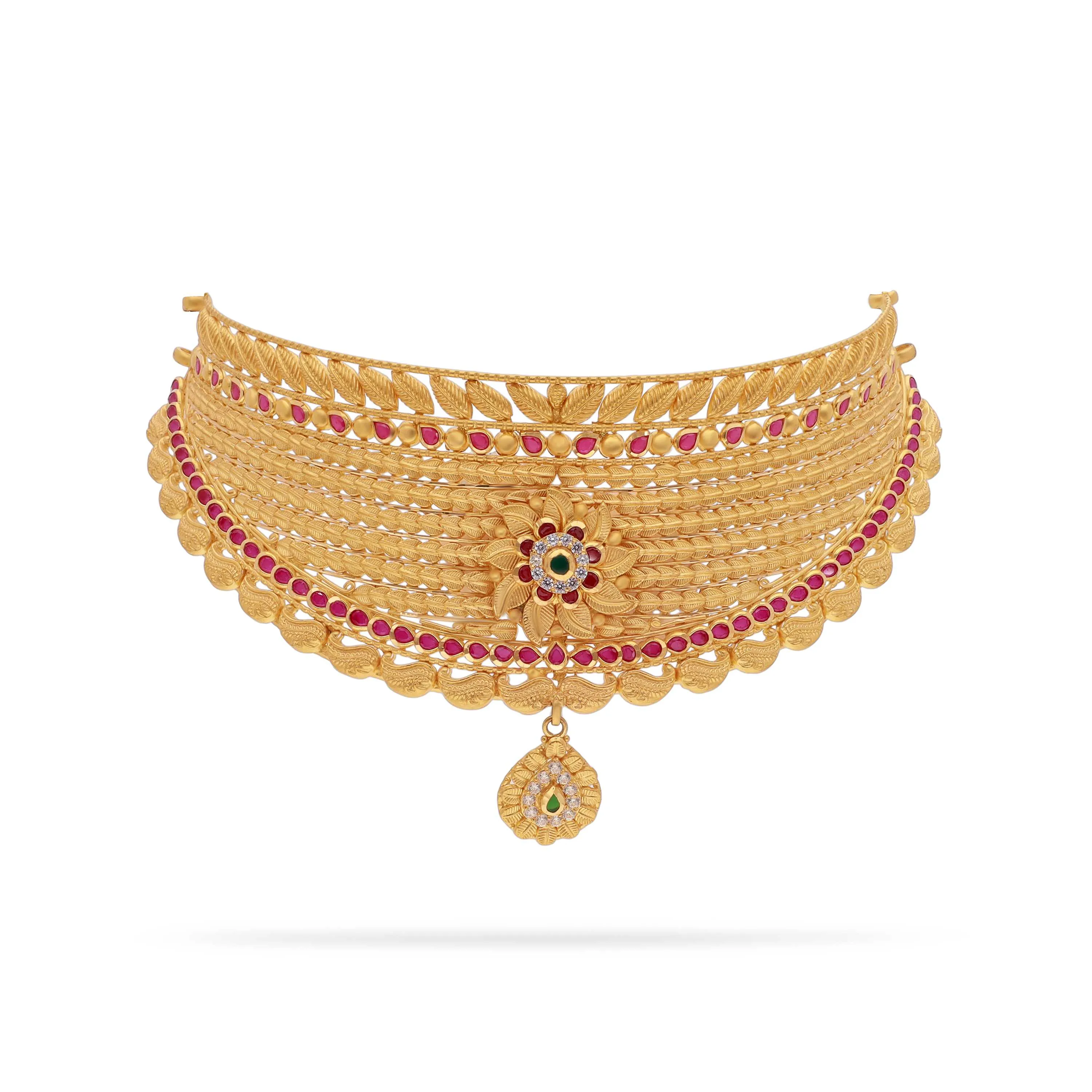 Classic Matte Finished And Detailed 22KT Gold Choker