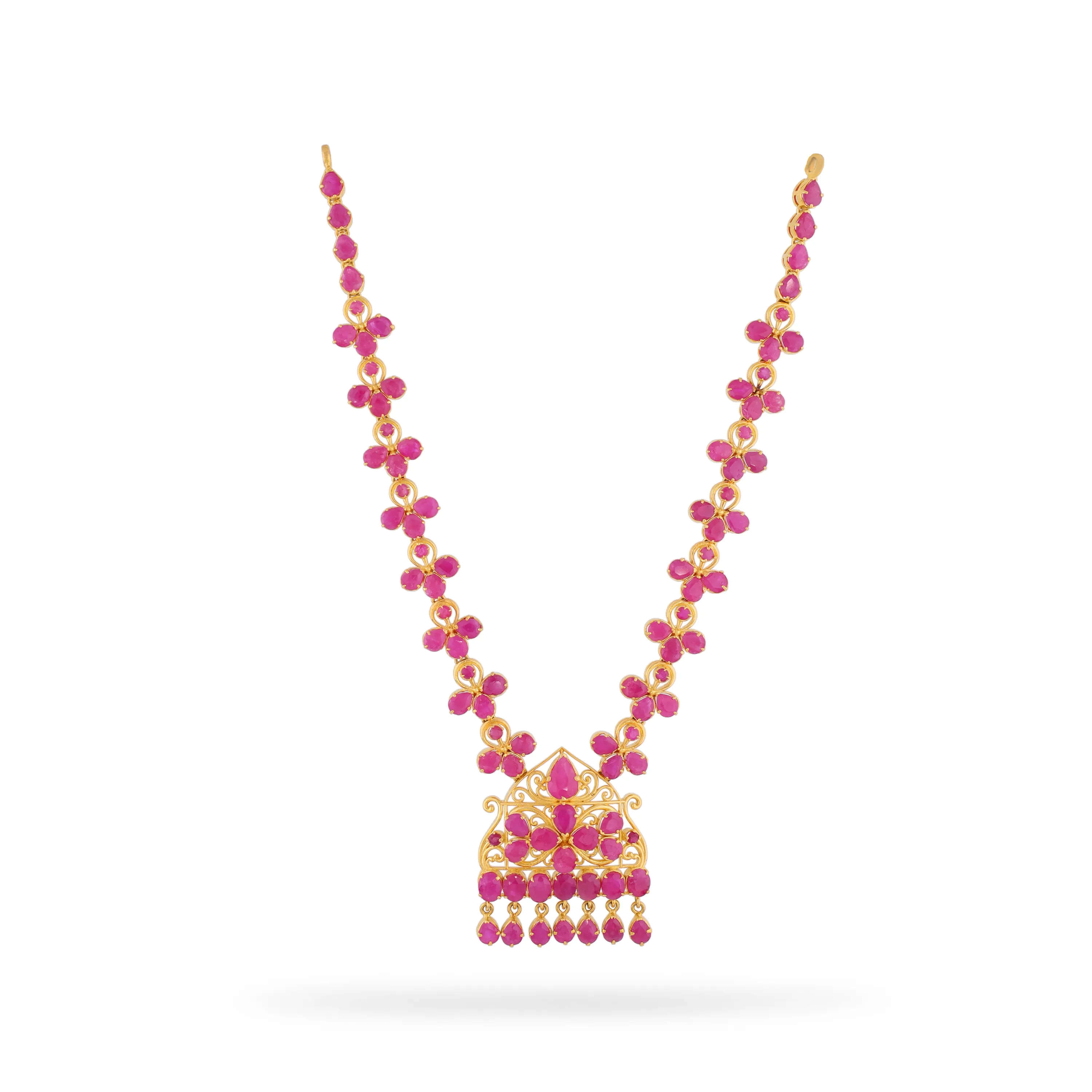 Ruby Studded And Detailed 22KT Gold Necklace