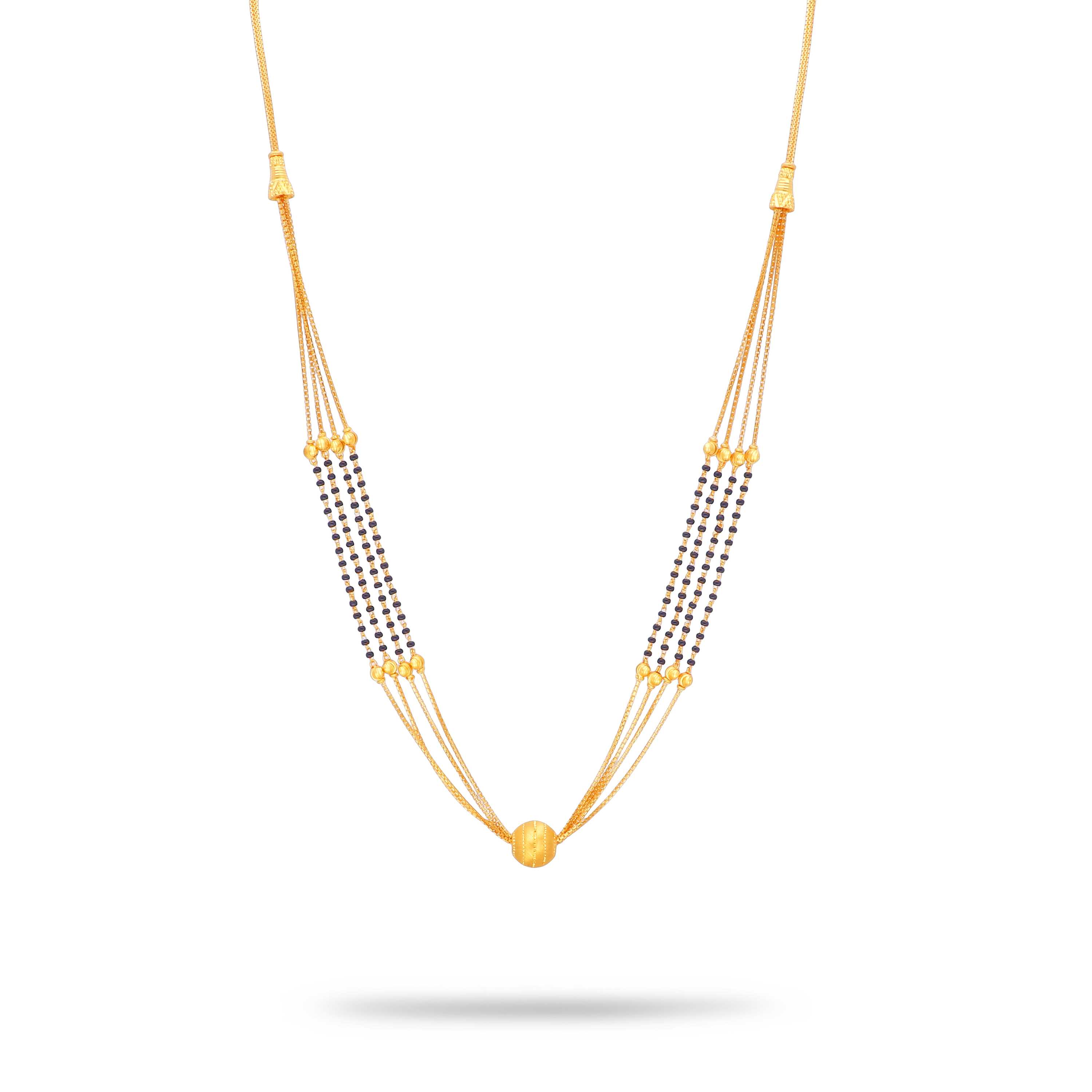 Classic Black Beaded 22KT Gold Mangalsutra With Pendent