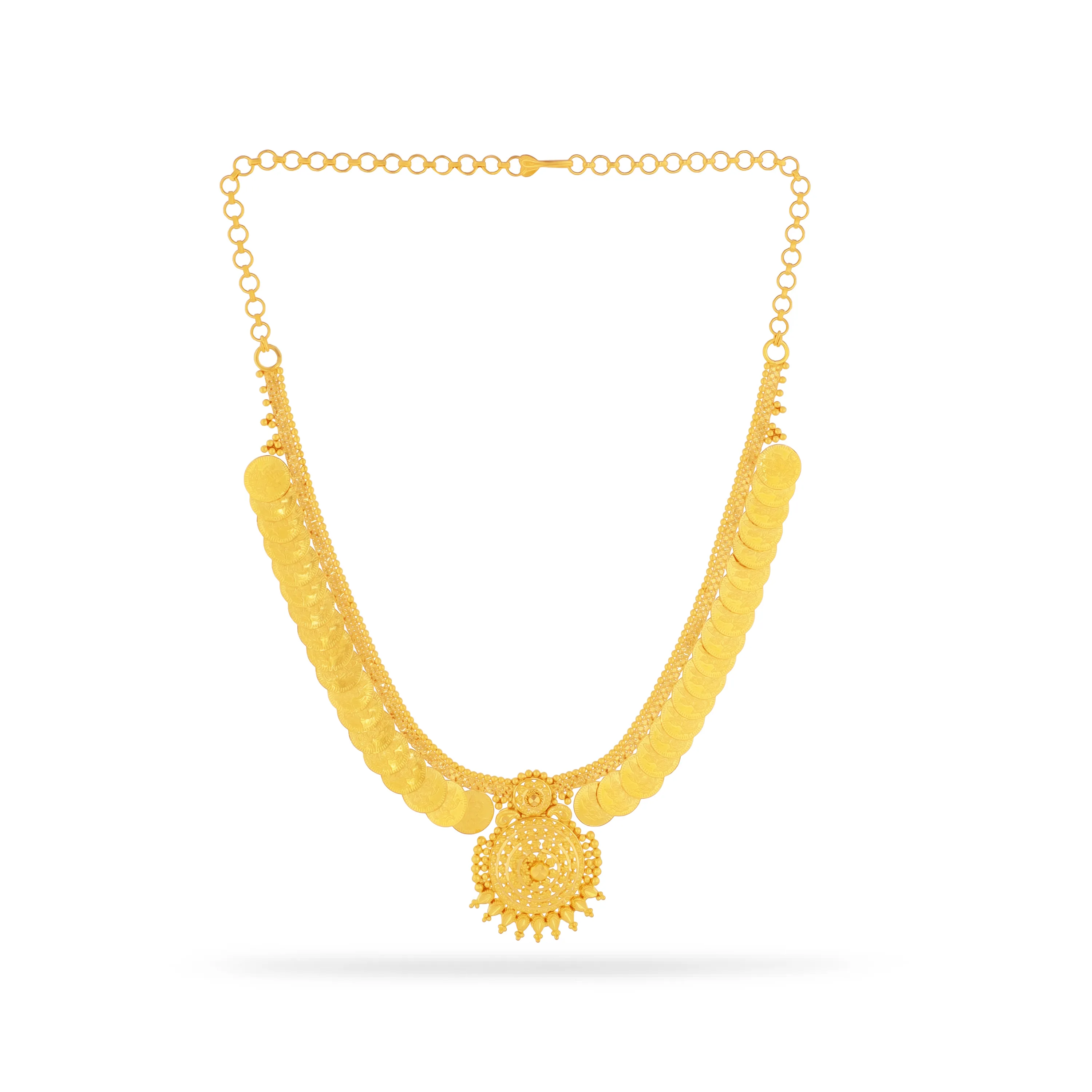 Traditionally Crafted And Detailed 22KT Gold Necklace For Women