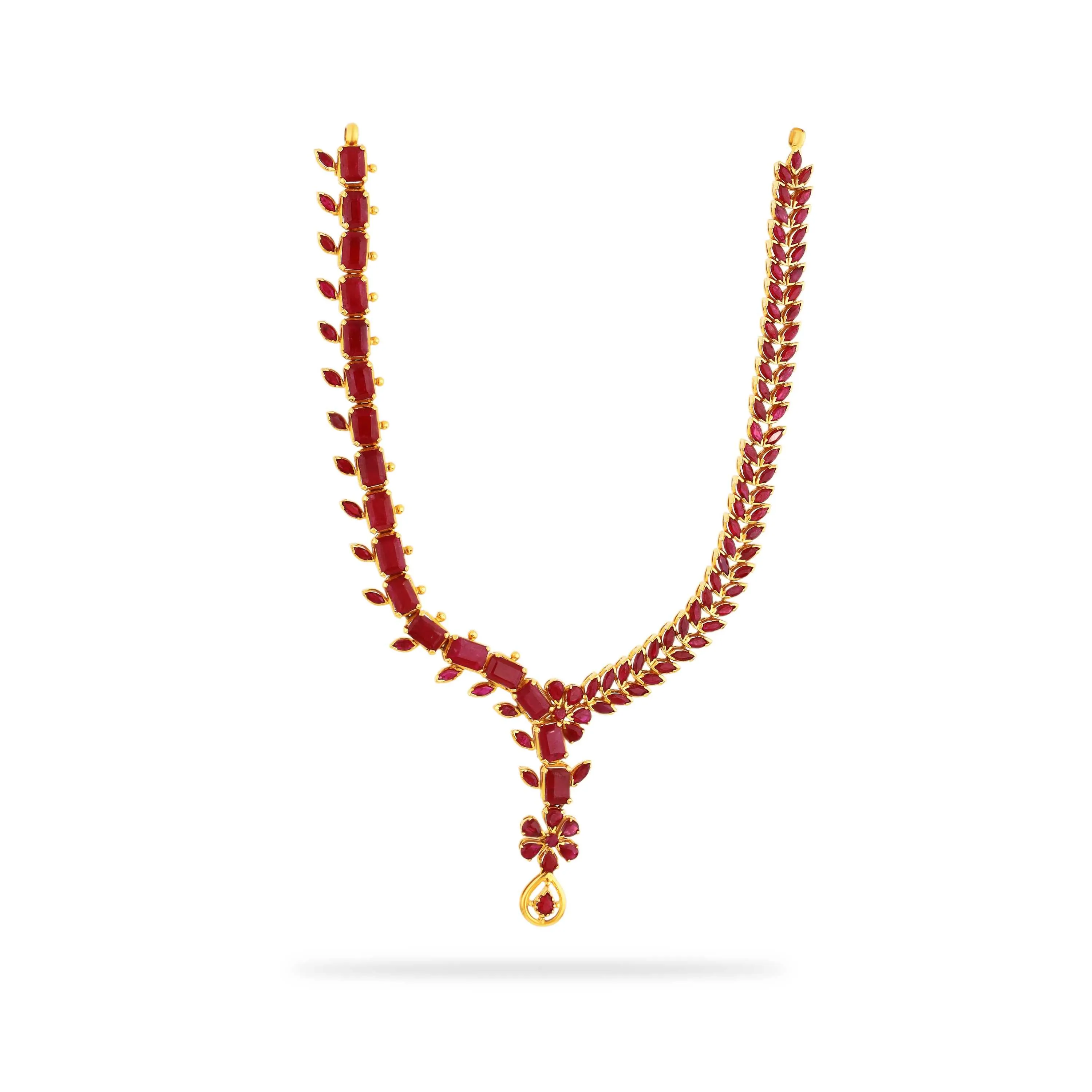 Finely Detailed And Crafted 22KT Gold Ruby Necklace