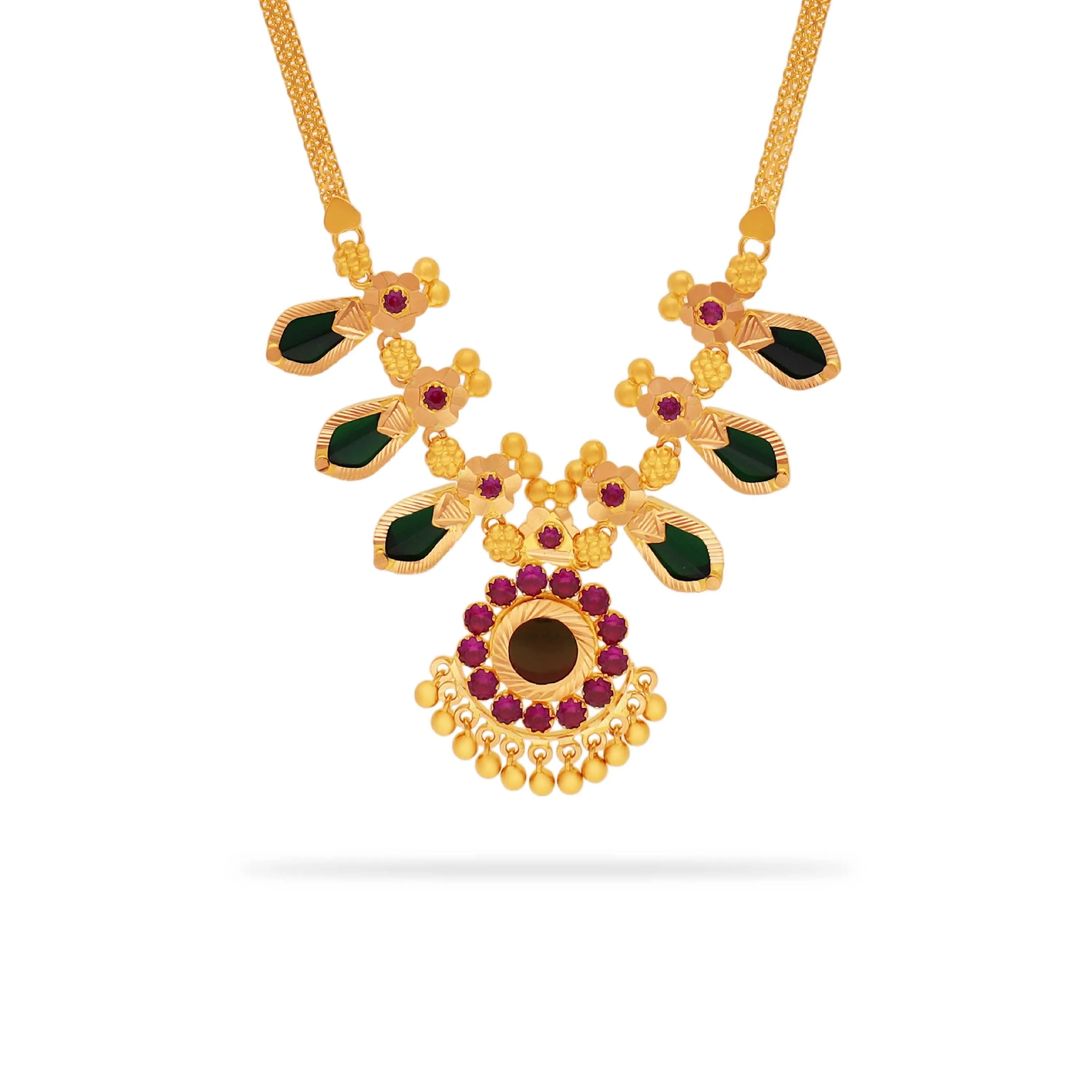 Traditionally Crafted Nagapadam Pattern 22KT Gold Necklace