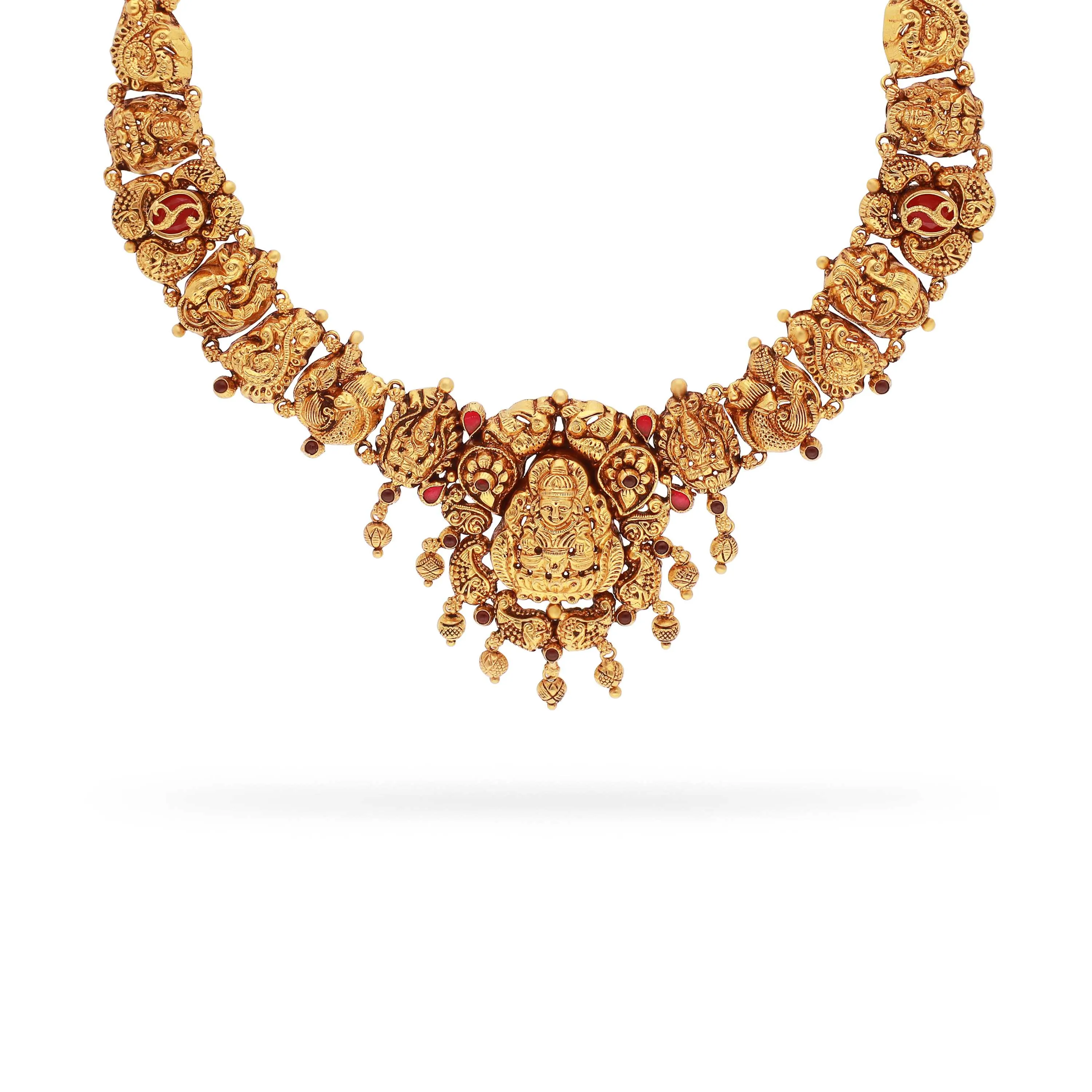 Specially Crafted And Antique Finished 22KT Gold Necklace