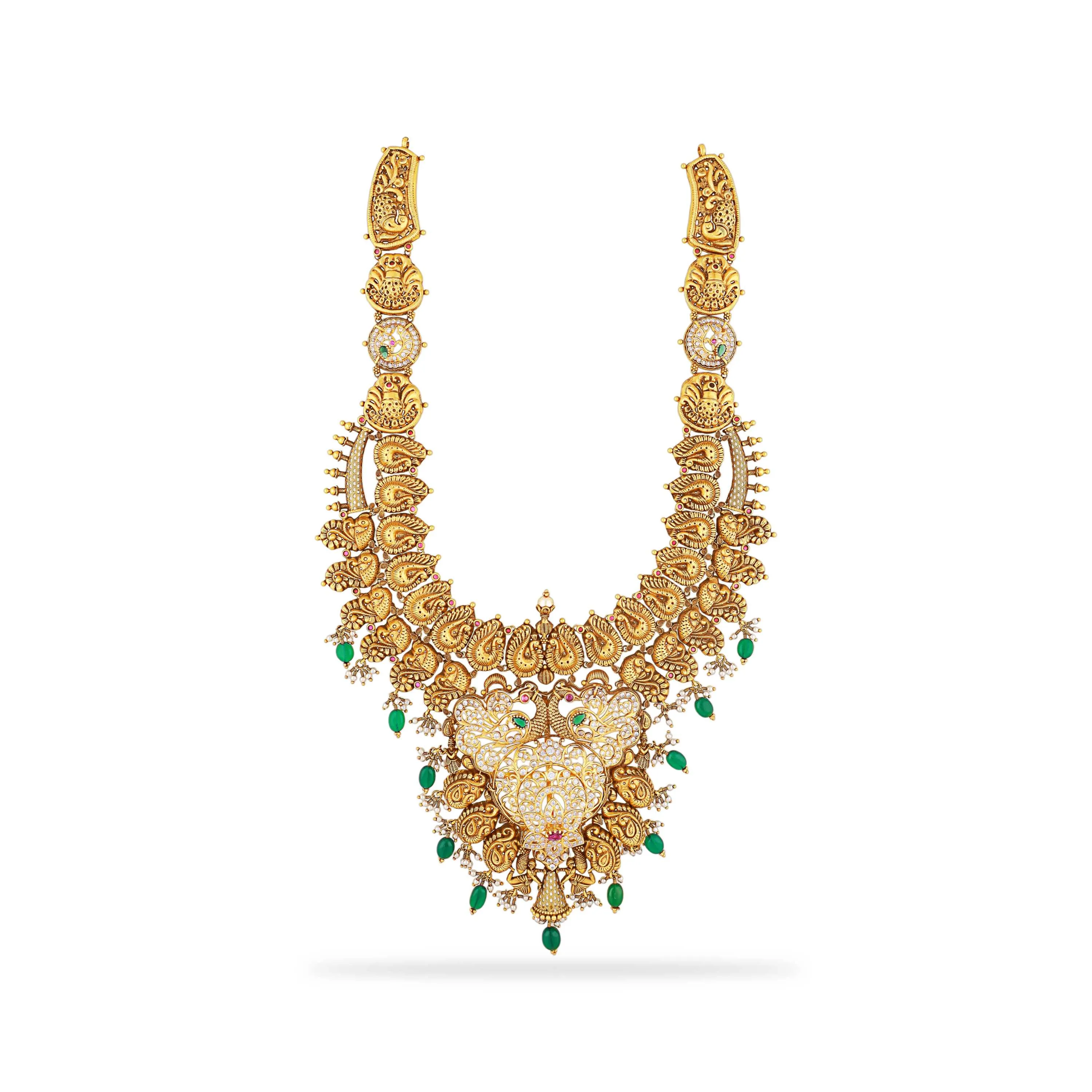 Premium Antique Finished And Studded 22KT Gold Fancy Chain