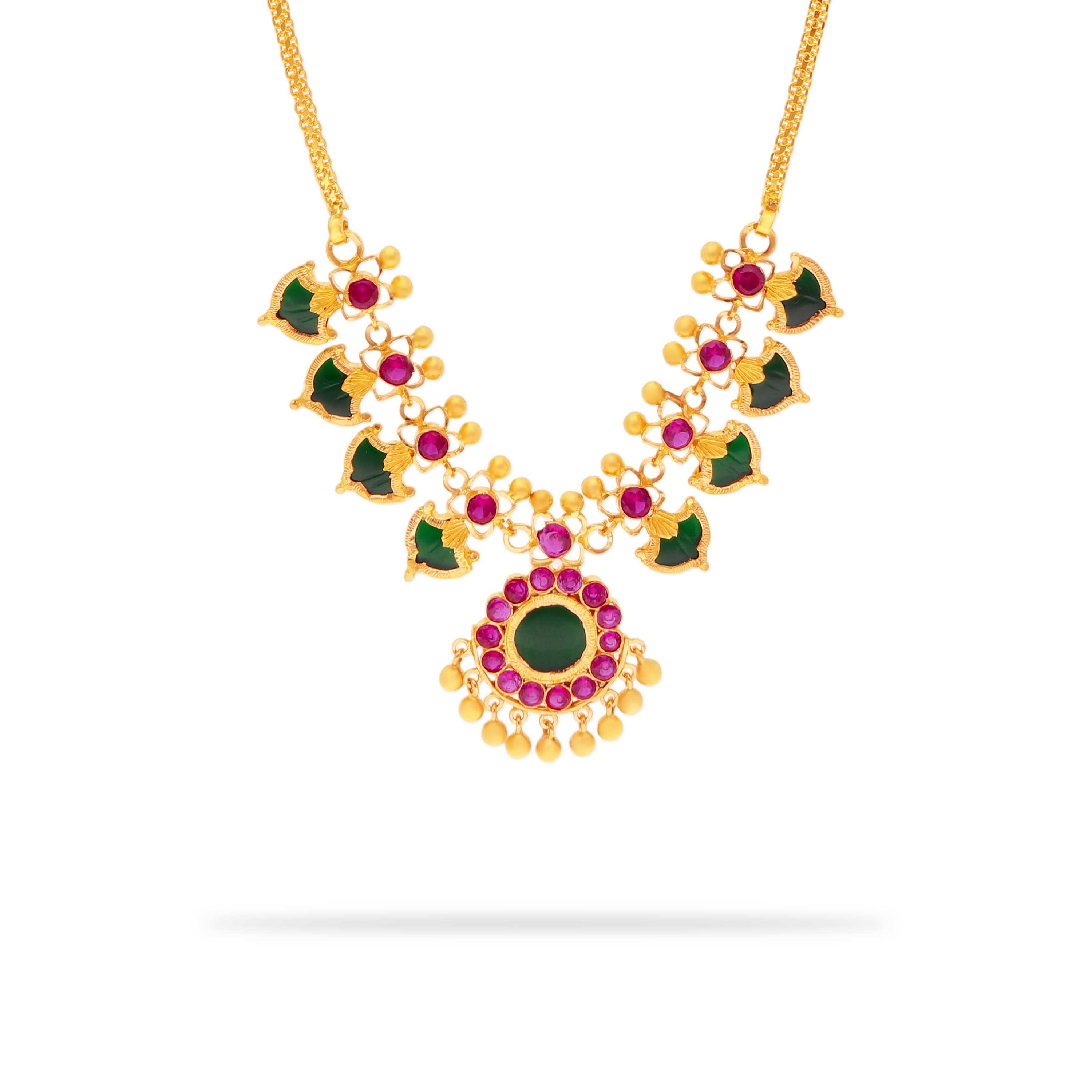Traditionally Crafted Palakka Pattern 22KT Gold Necklace