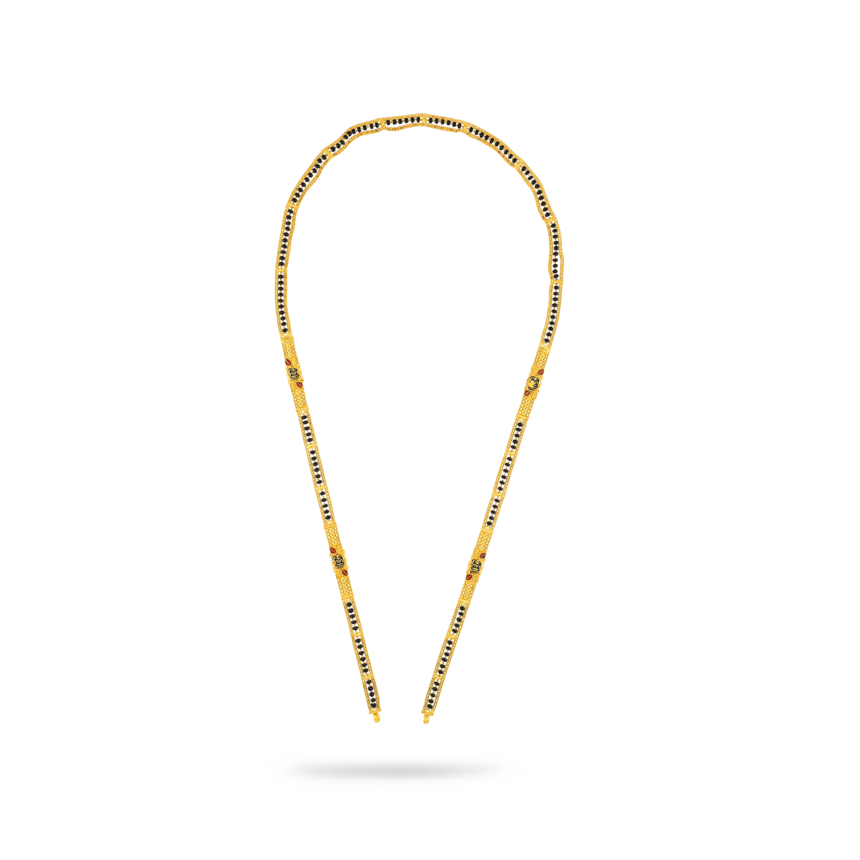 Classic Black Beaded & Detailed 22KT Gold Mangalsutra For Women
