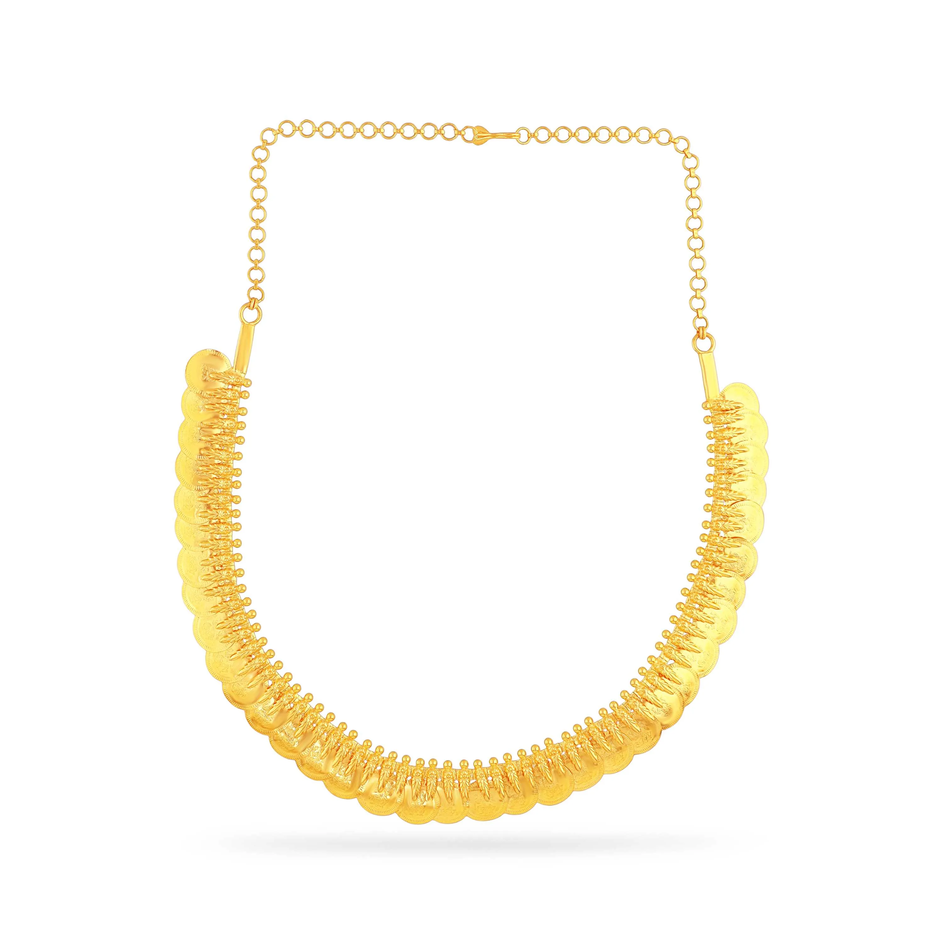 Traditionally Crafted And Detailed 22KT Gold Necklace For Women