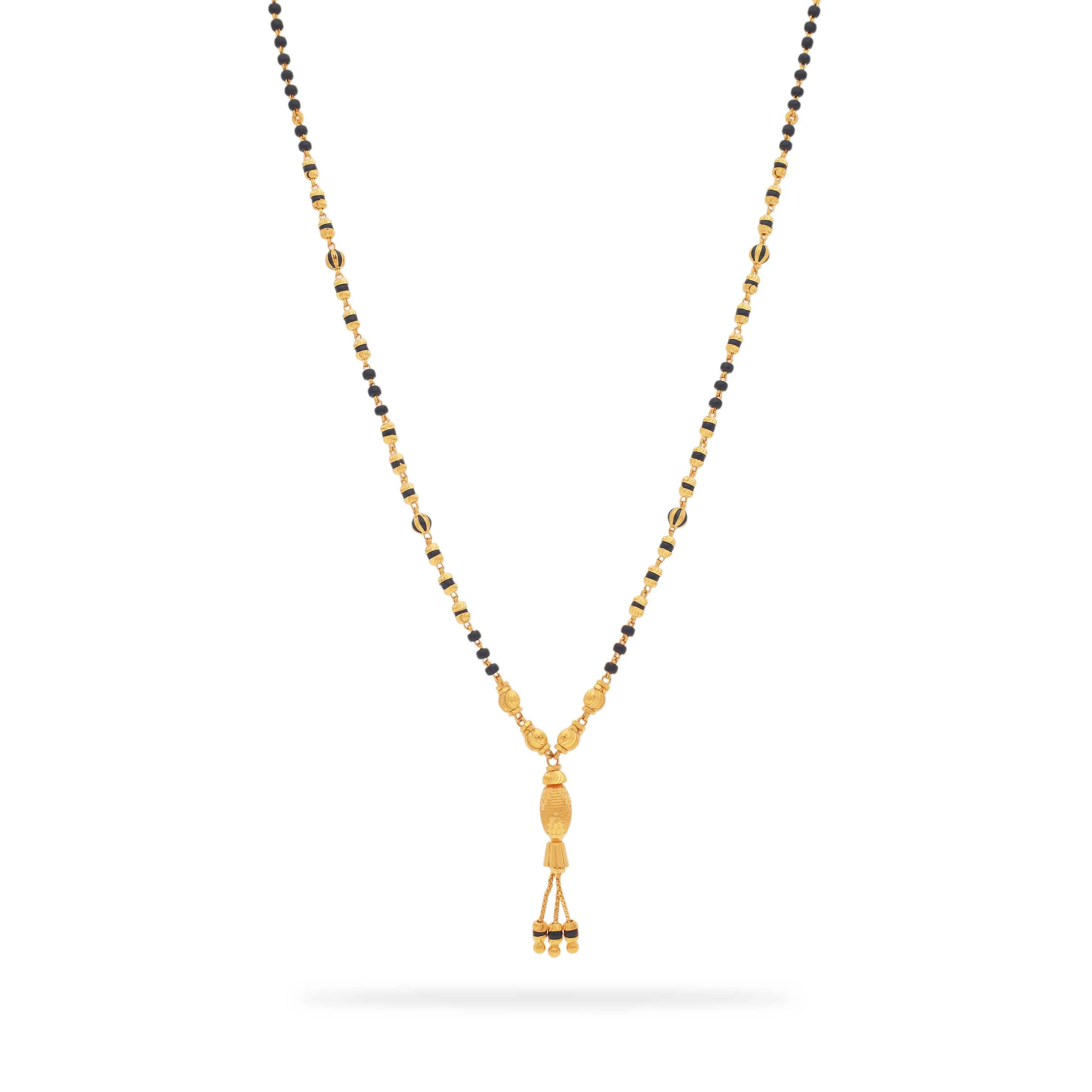 Classic Black Beaded 22KT Gold Mangalsutra With Pendant