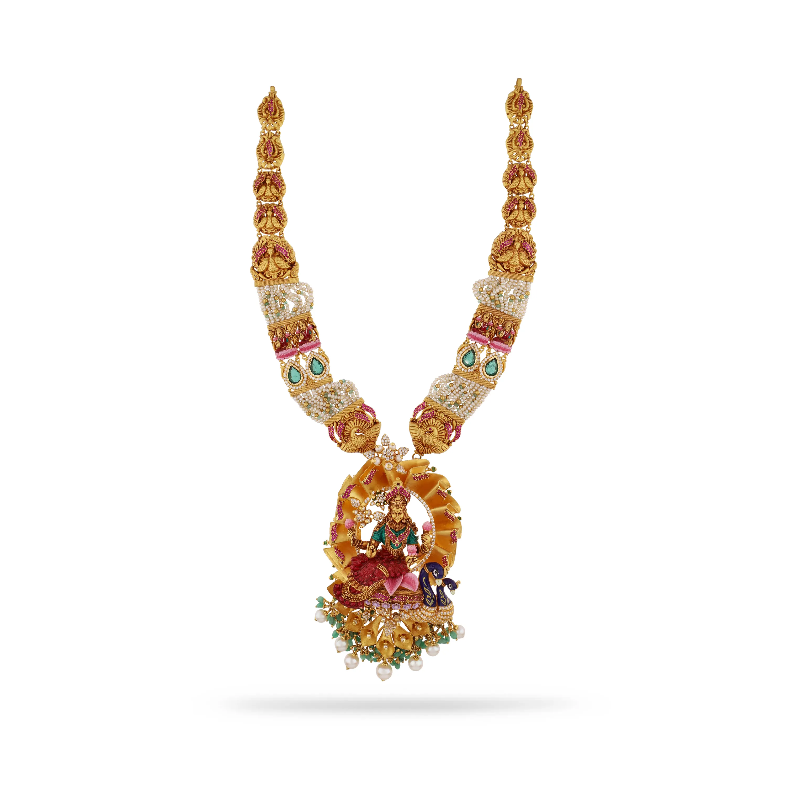 Antique Finished And Studded 22KT Gold Lakshmi Devi Fancy Chain