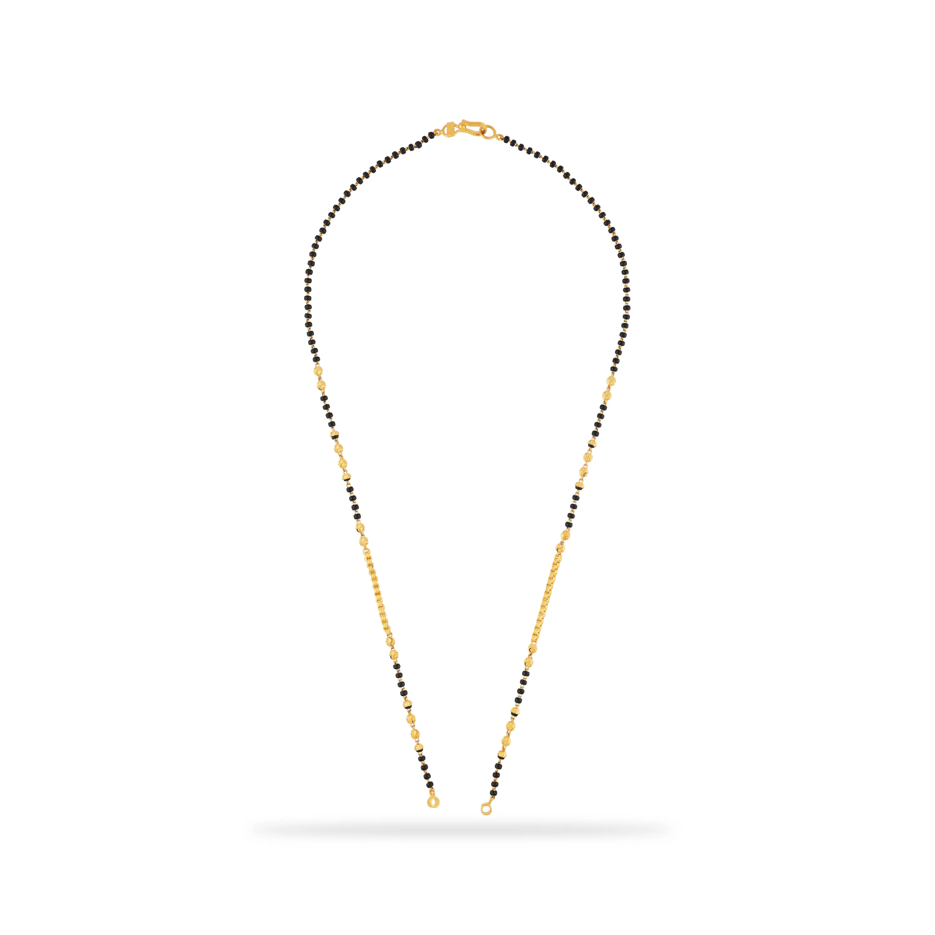 Classic Black Beaded & Detailed 22KT Gold Mangalsutra For Women
