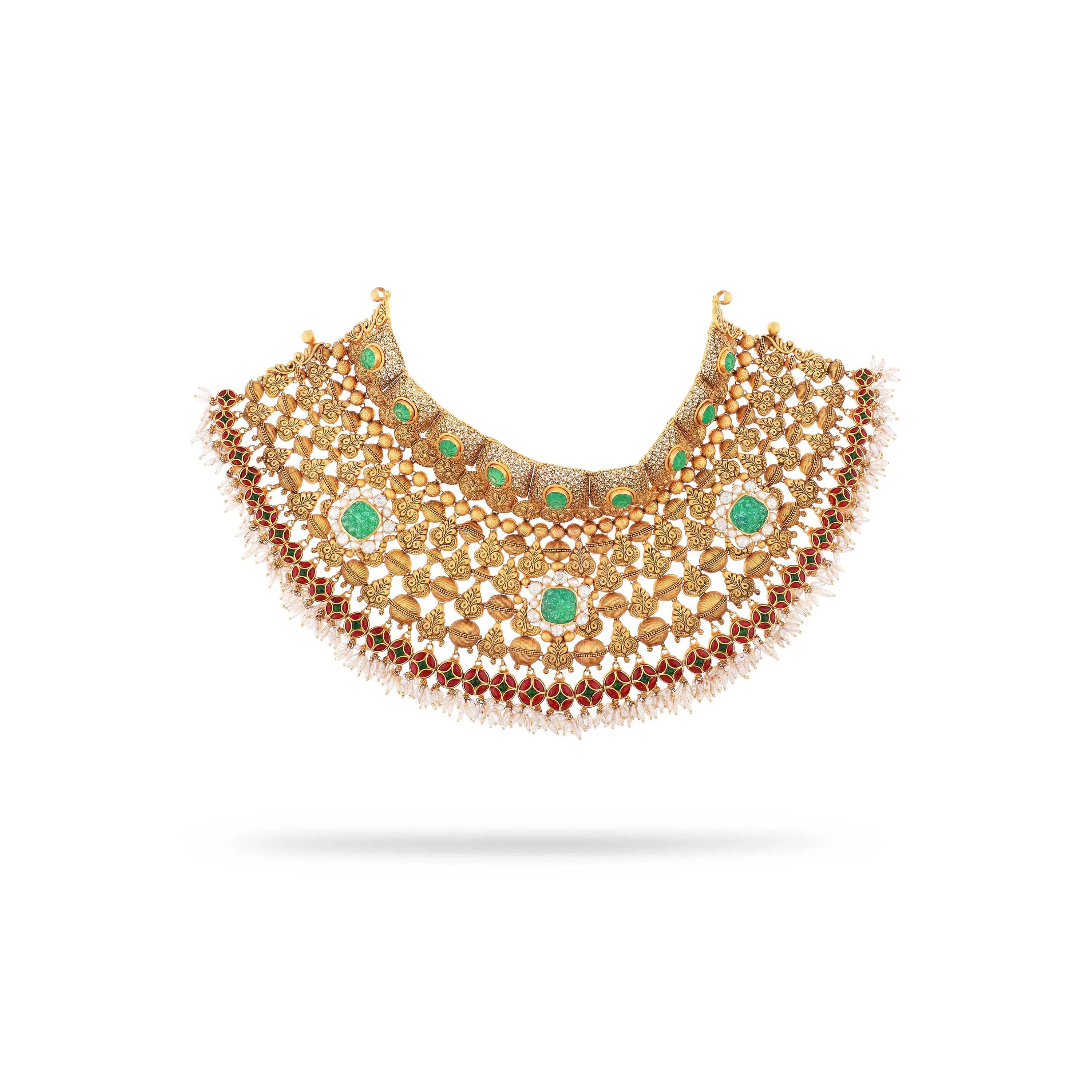 Antique Finished And Studded 22KT Gold Choker