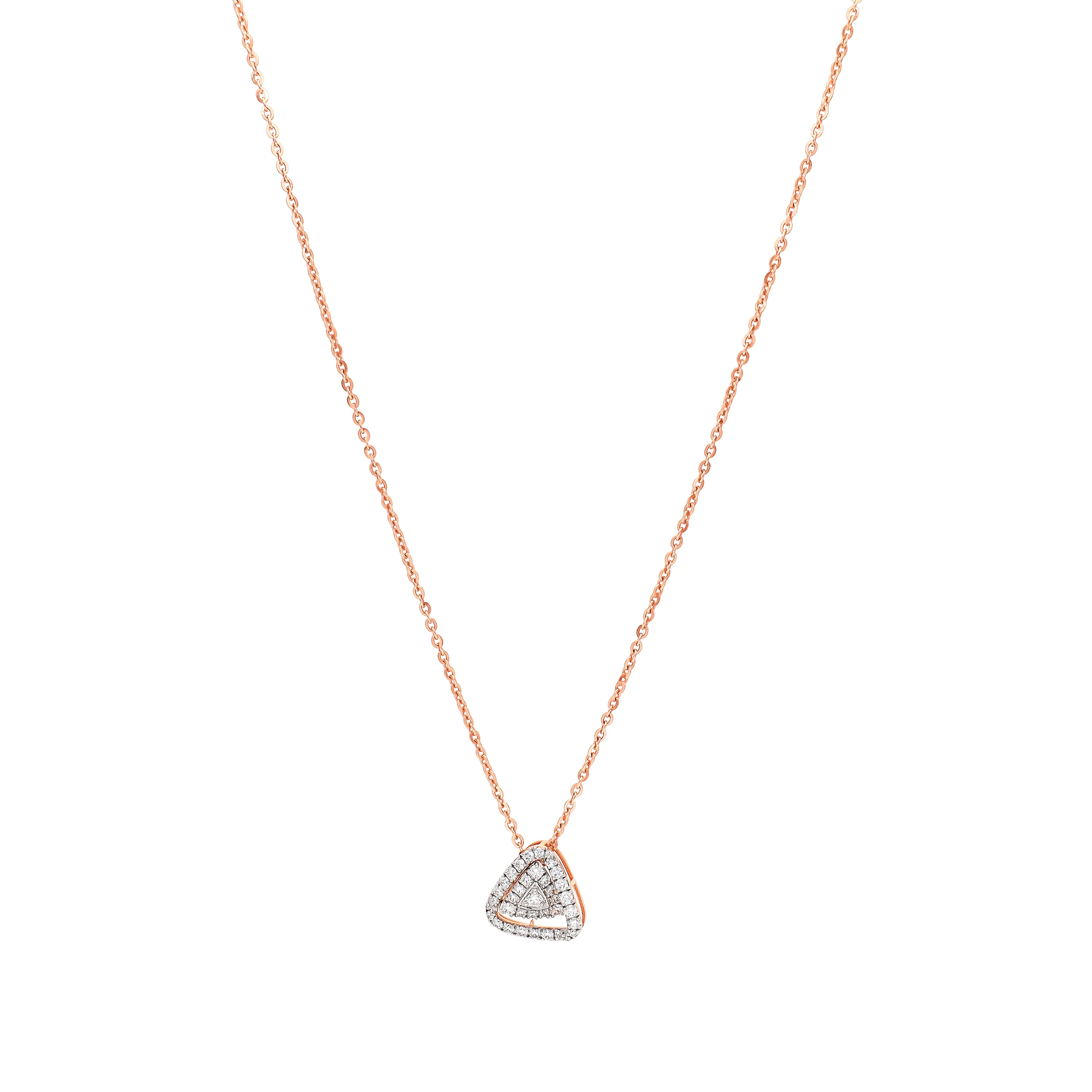 Glamorously Detailed And Diamond Studded 18KT Rose Gold Necklace For Women