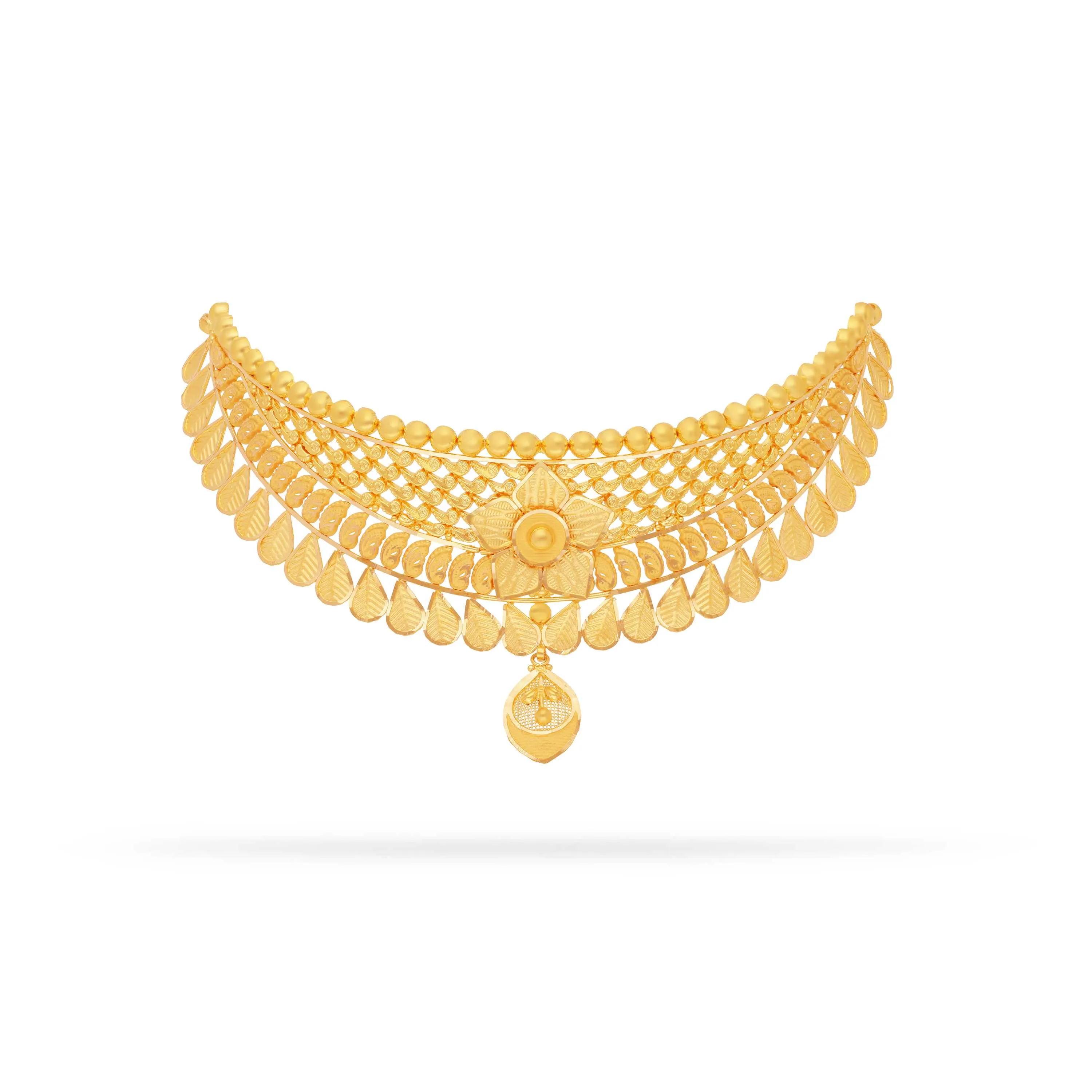 Classic Matte Finished And Detailed 22KT Gold Choker For Women