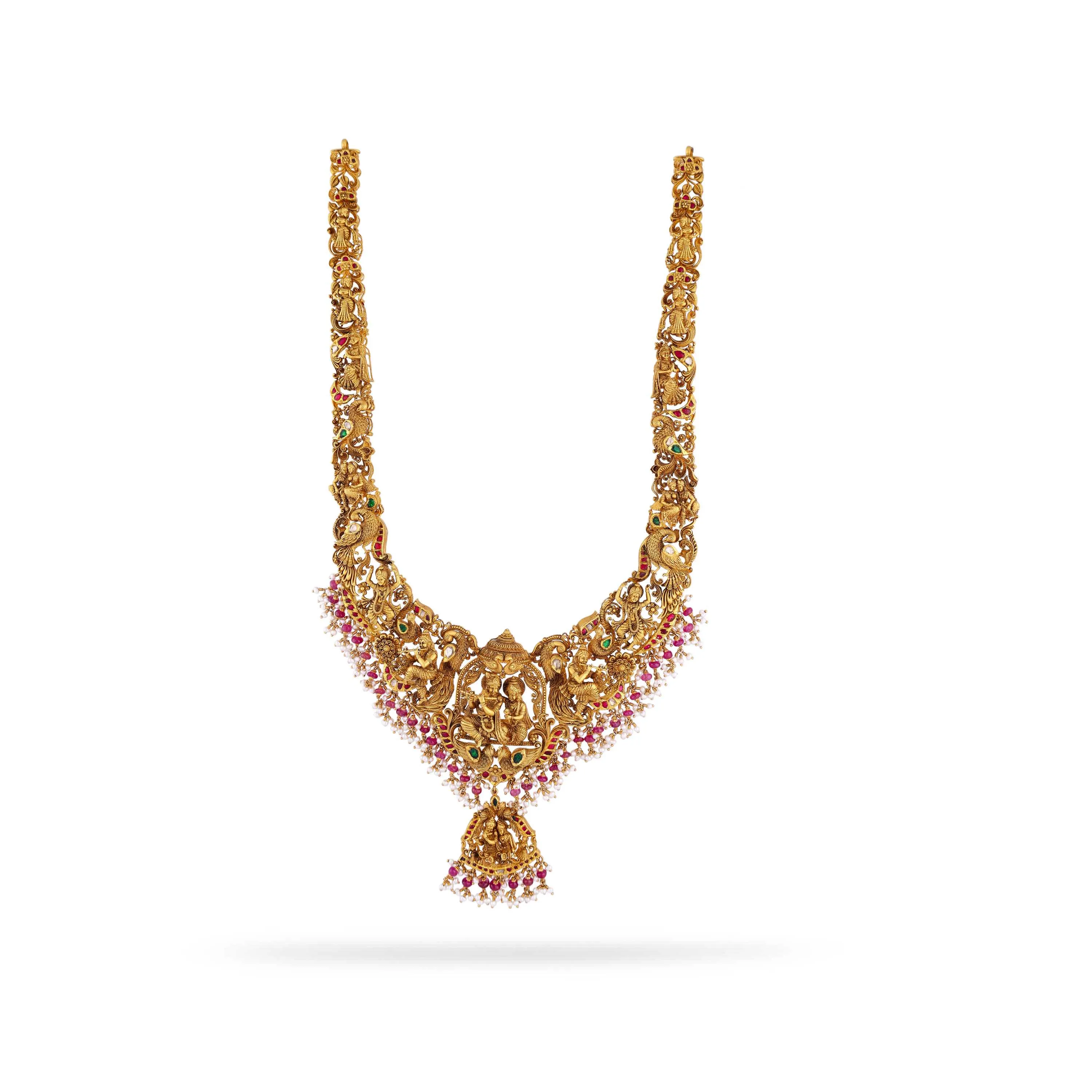 Antique Finished And Studded 22KT Gold Fancy Chain