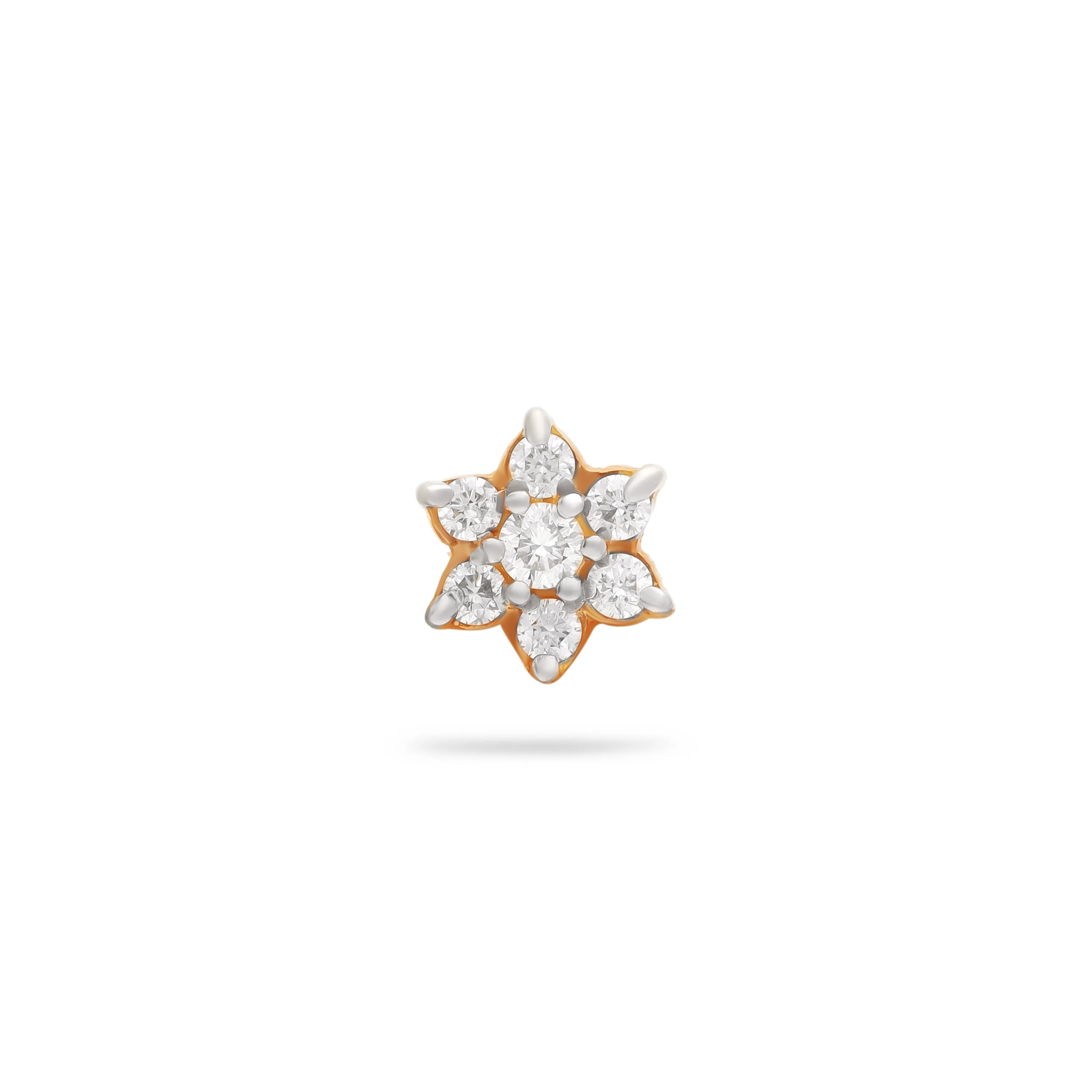 Traditionally Crafted And Diamond Studded 18KT Yellow Gold Nose Stud For Women
