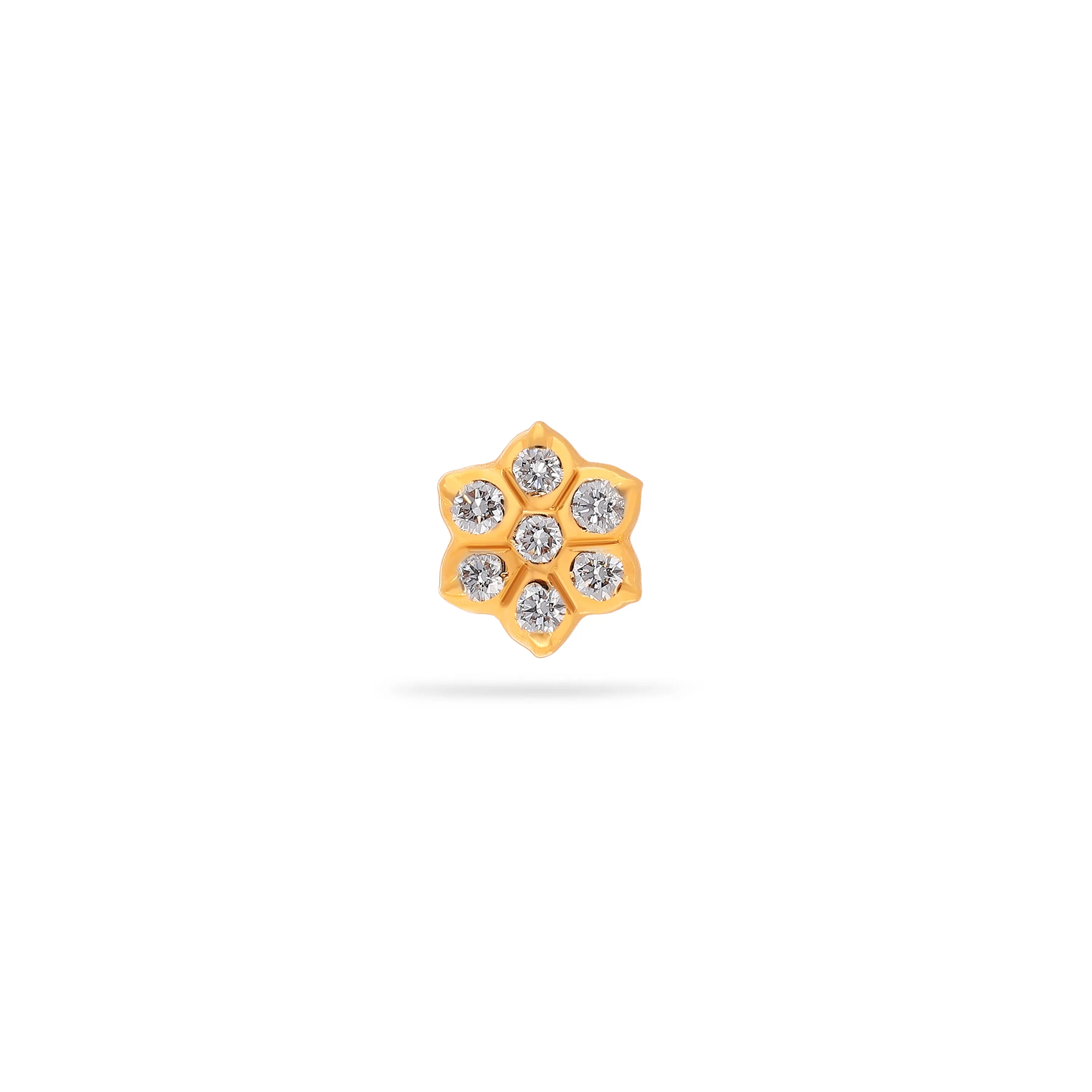 Traditionally Crafted And Diamond Studded 22KT Gold Nose Stud For Women