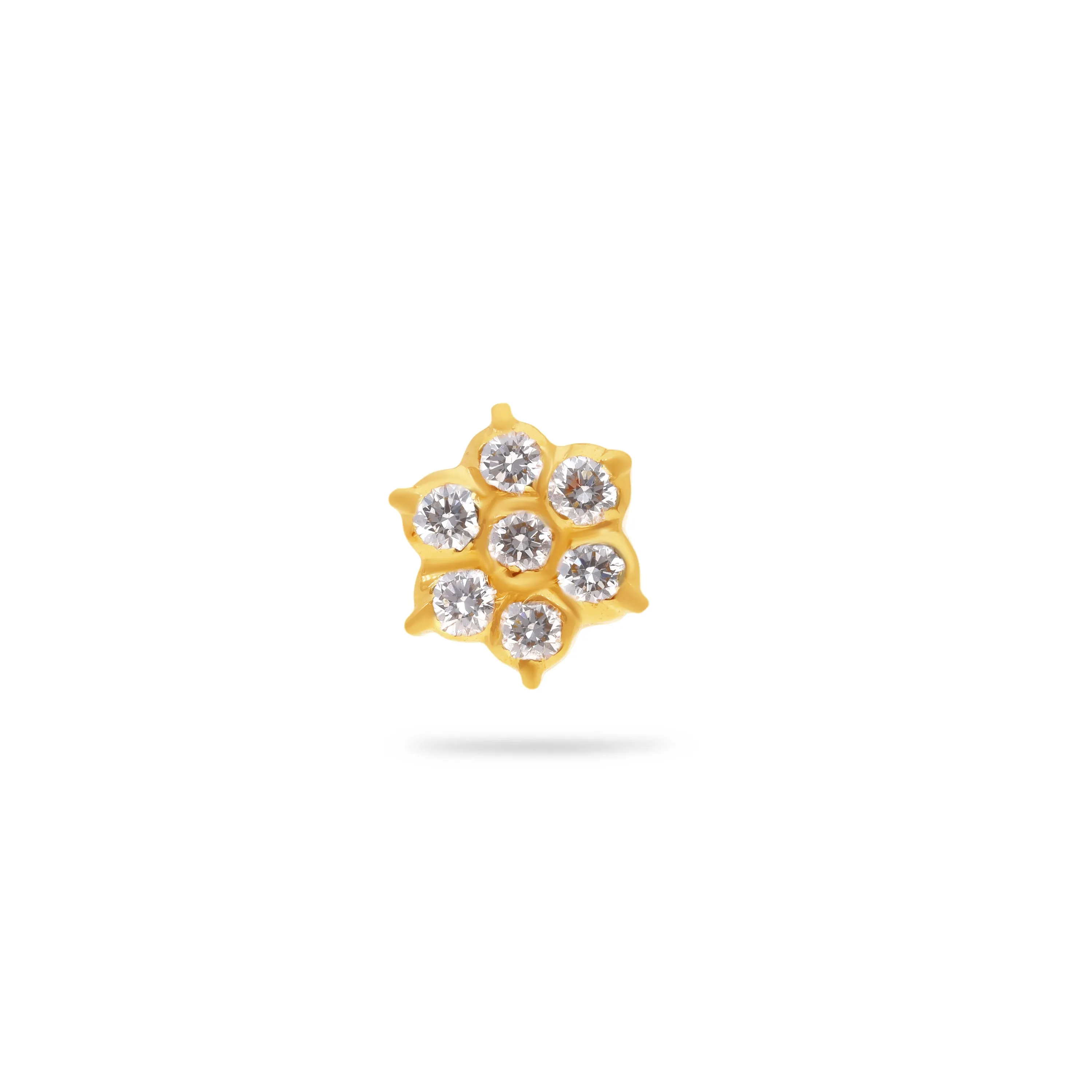 Traditionally Crafted And Diamond Studded 22KT Gold Nose Stud For Women