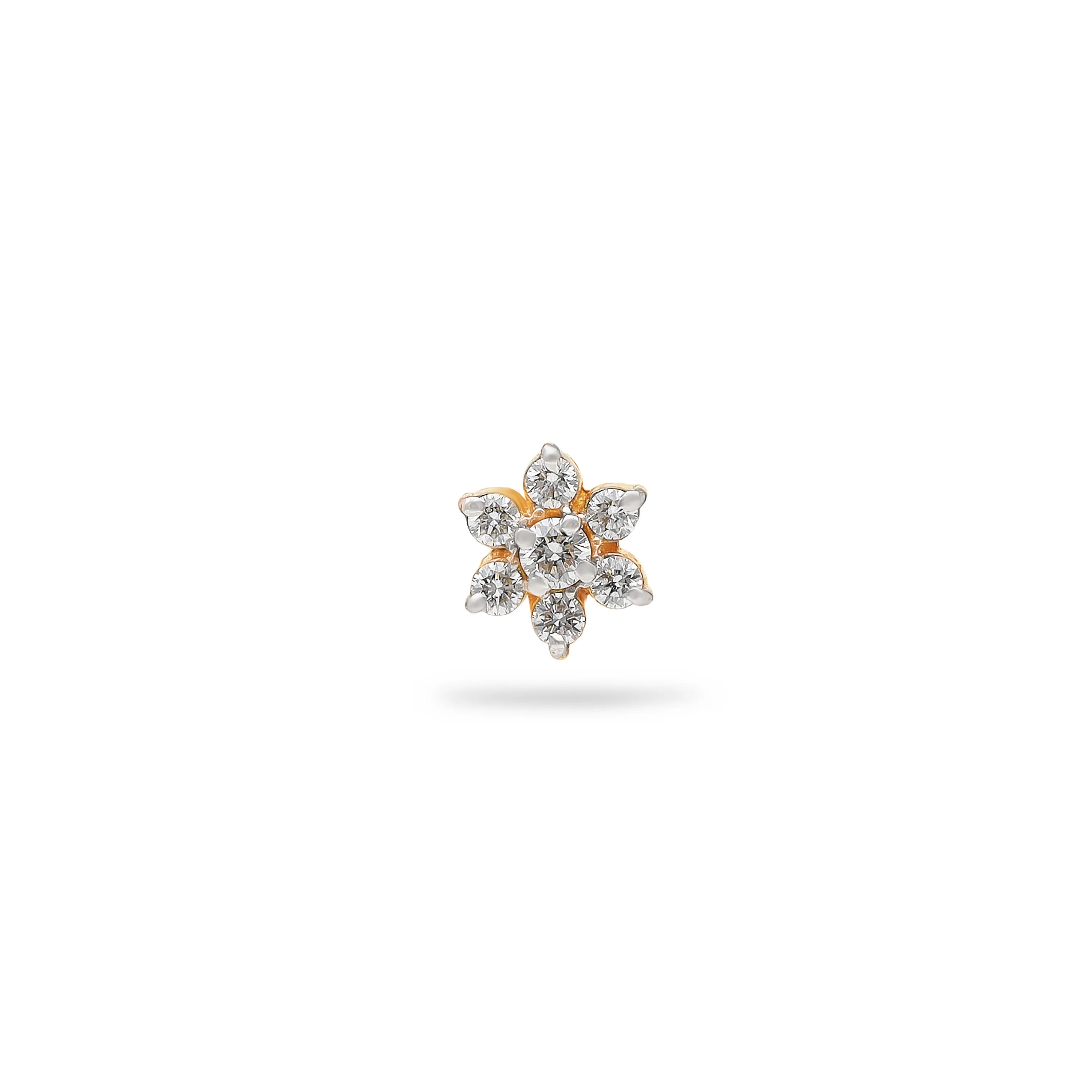 Traditionally Crafted And Diamond Studded 18KT Yellow Gold Nose Stud For Women
