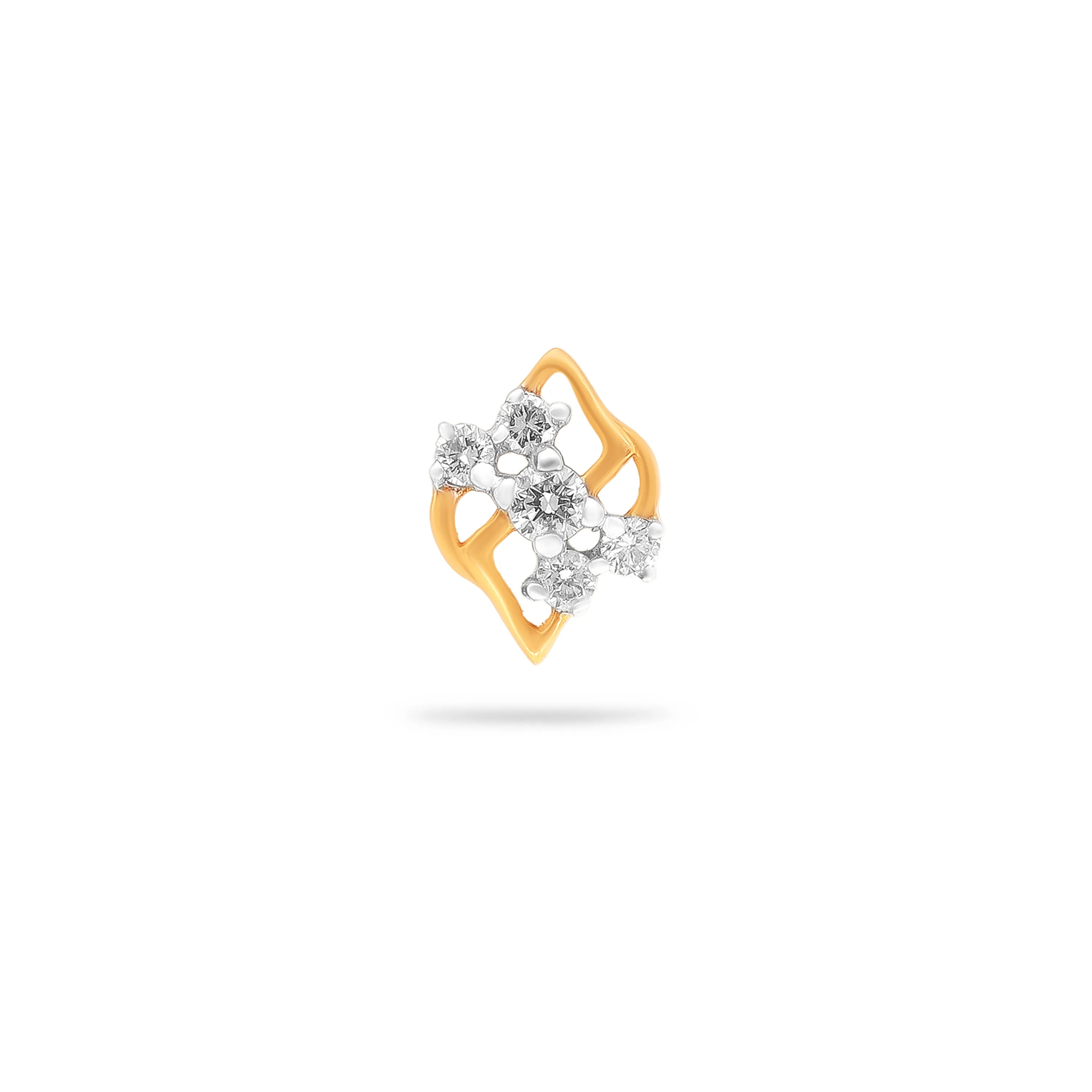 Traditionally Crafted And Diamond Studded 18KT Yellow Gold Nose Stud For Women