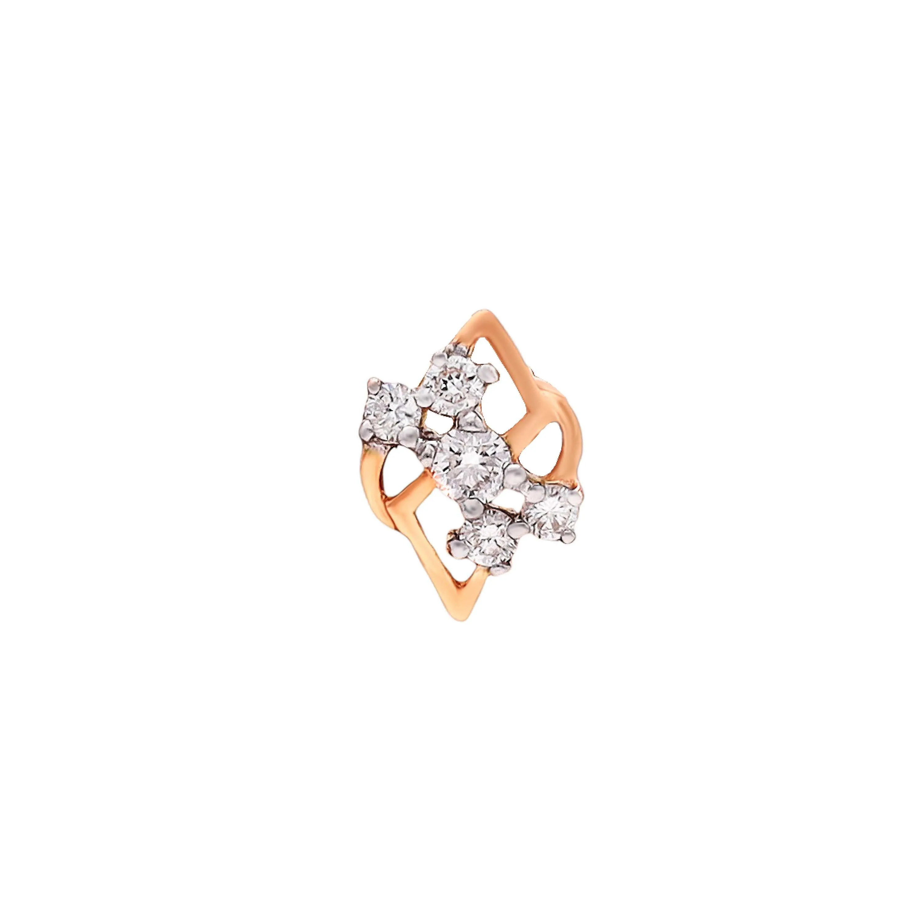Glamorously Detailed And Diamond Studded 18KT Rose Gold Nose Studs