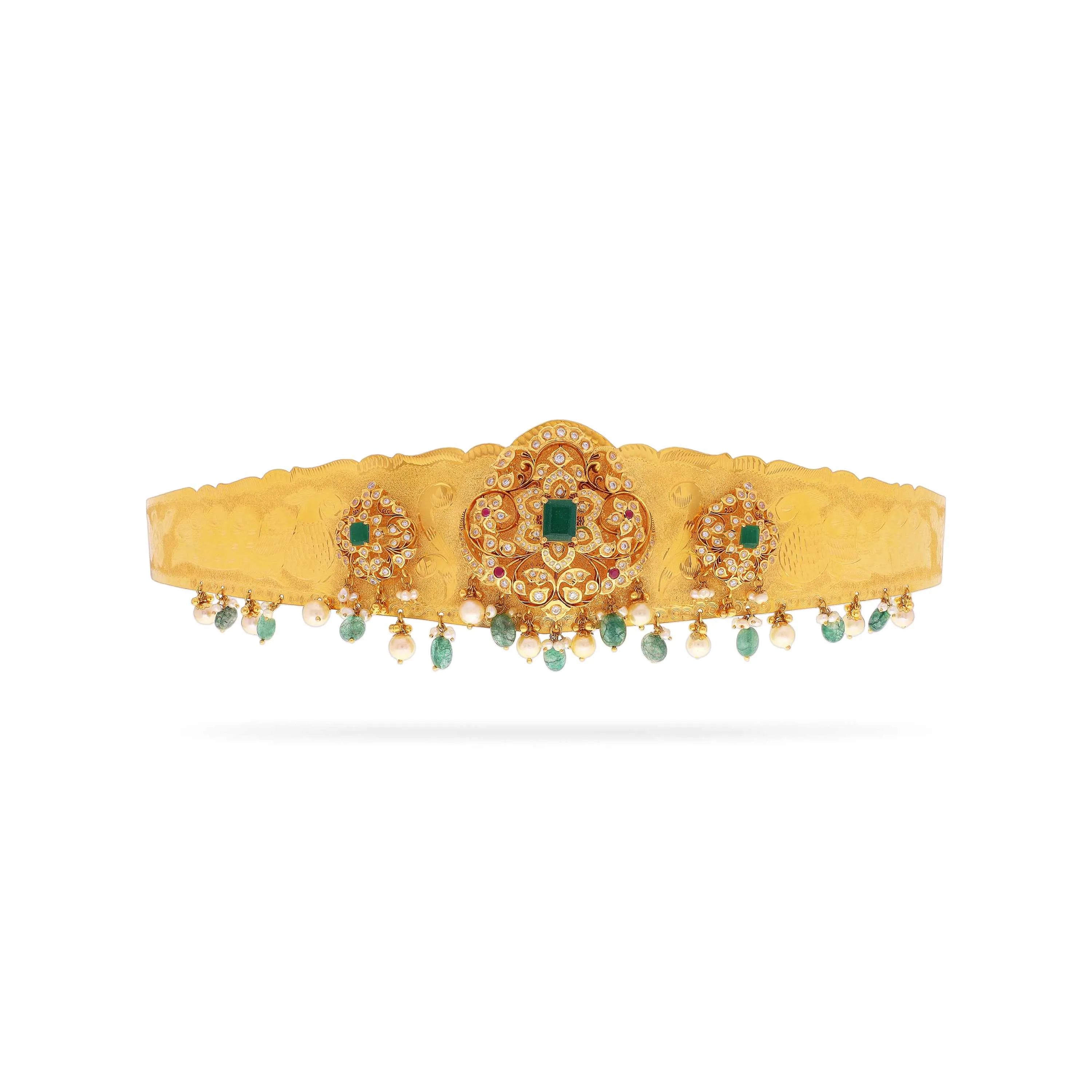 Traditionally Crafted And Studded 22KT Gold Oddiyanam