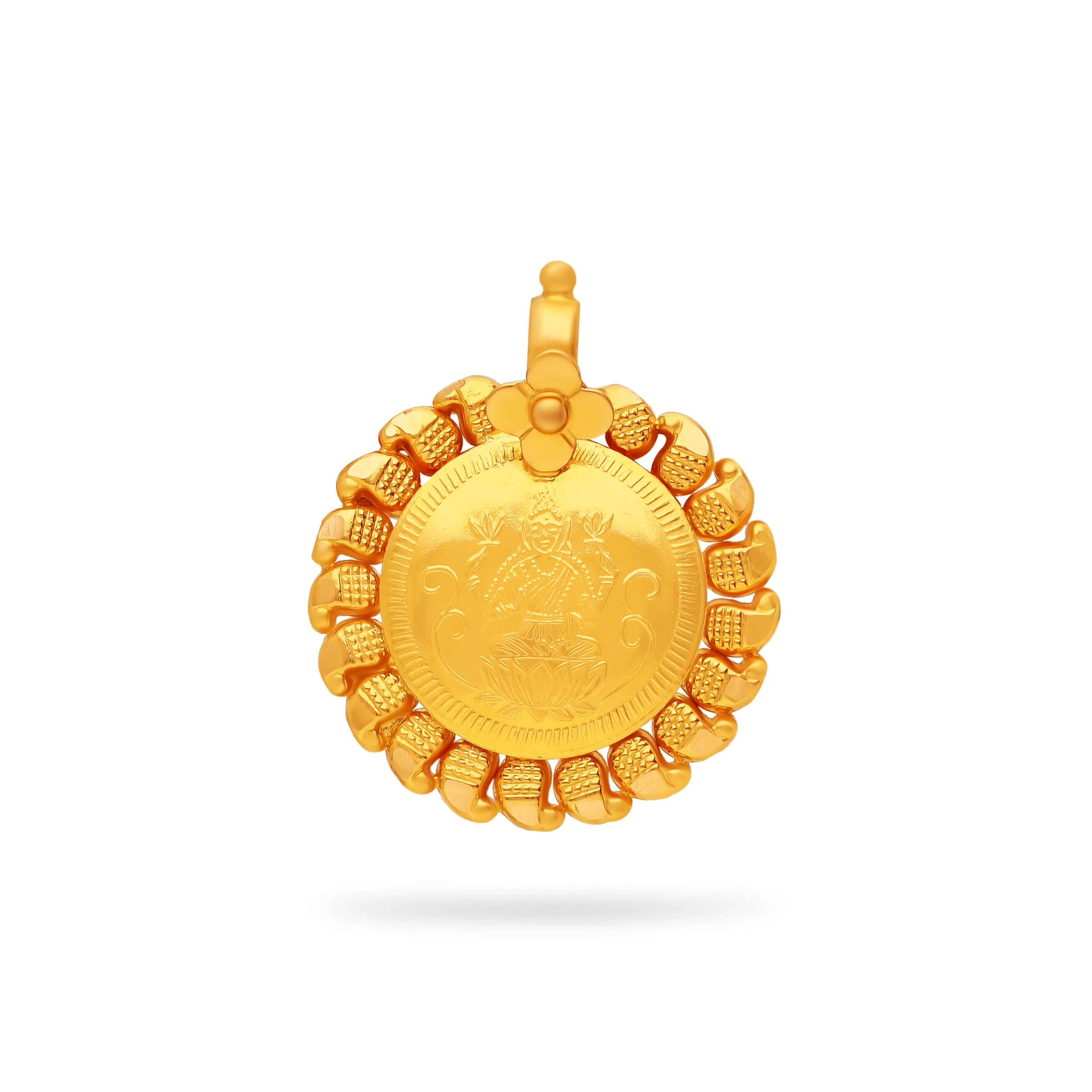 Finely Detailed 22KT Gold Lakshmi Pendant For Women