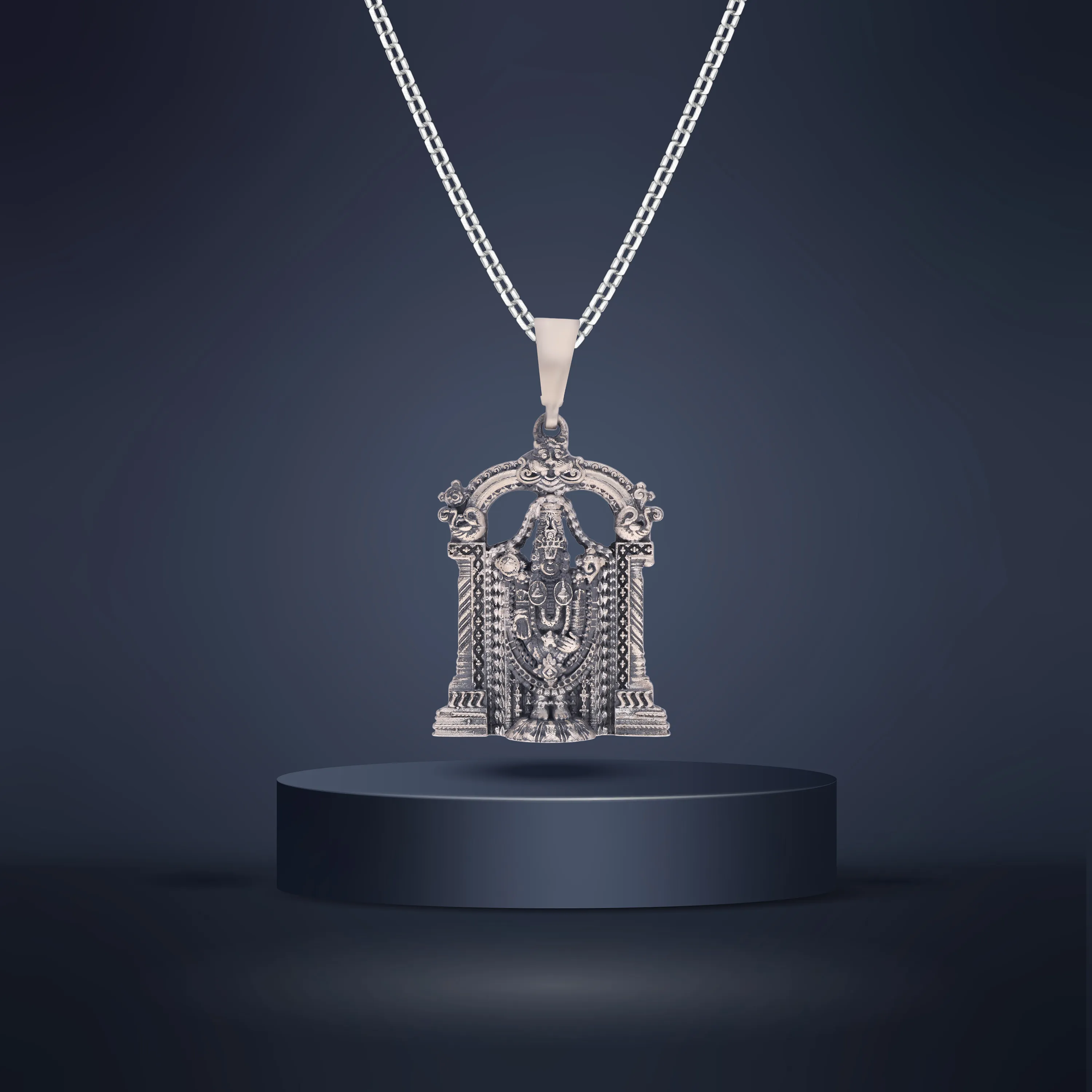 Antique Finished And Detailed Silver Balaji Locket