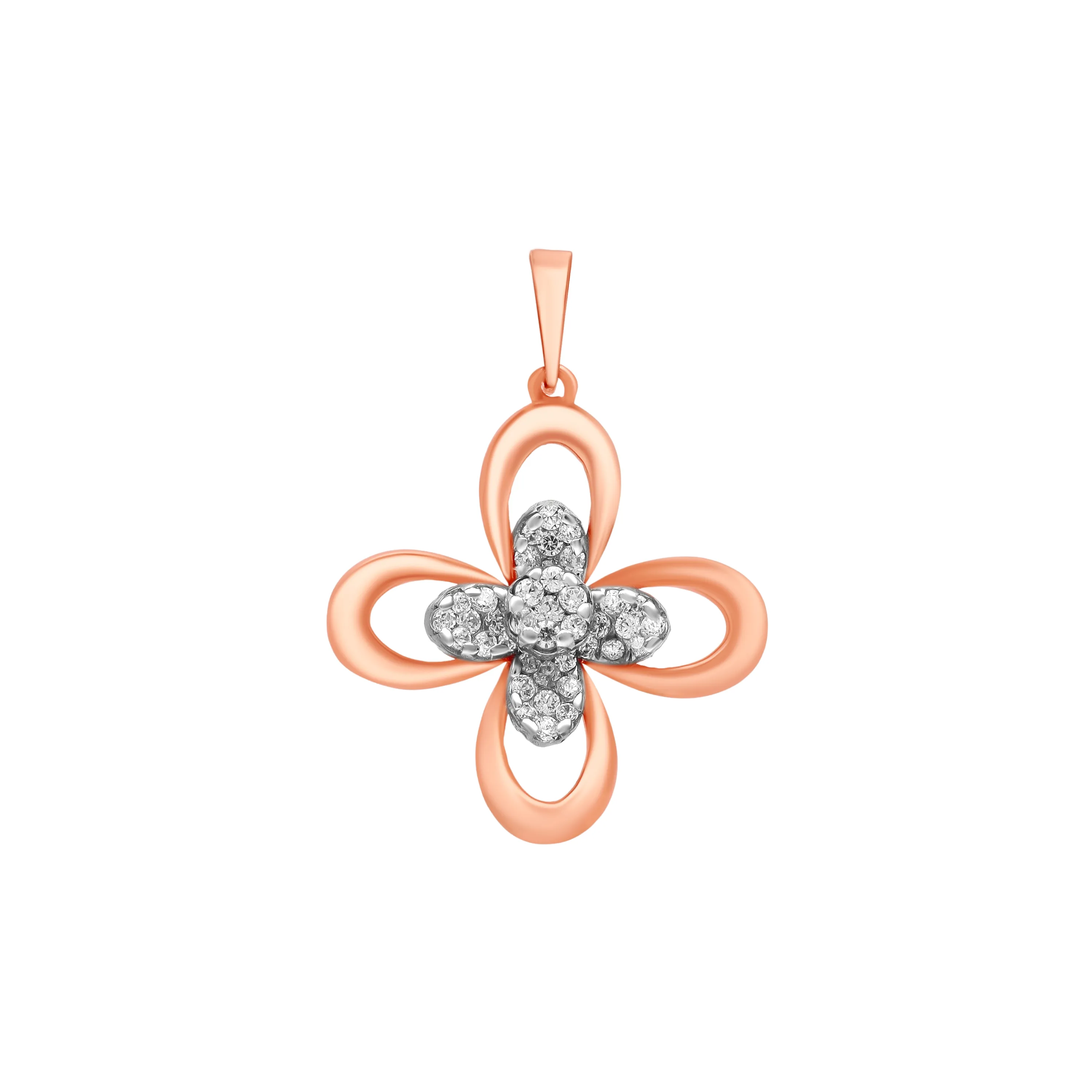 Studded & Detailed 18KT Rose Gold Pendant For Women