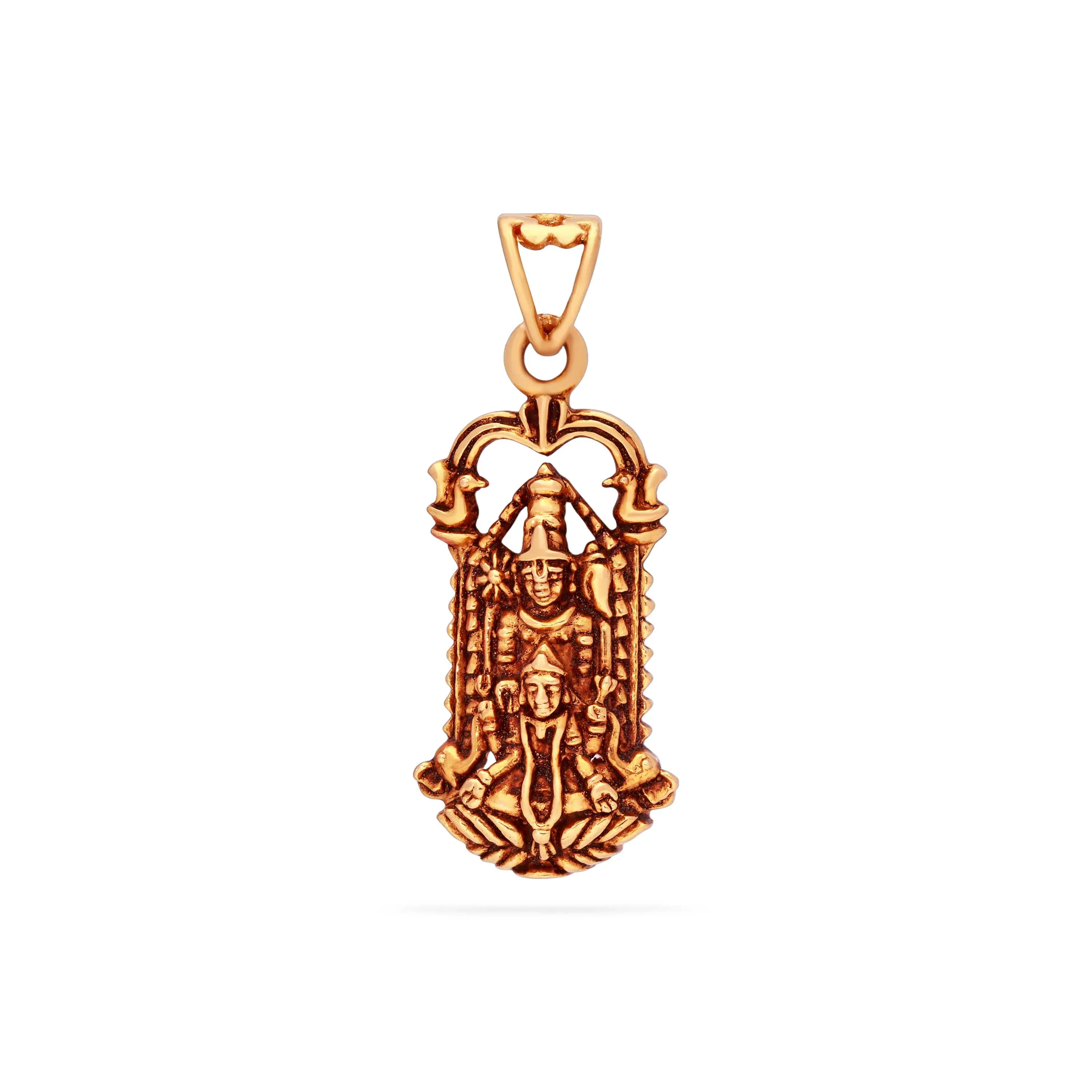 Classic Antique Finished Lakshmi Venkateshwara 22KT Gold Locket