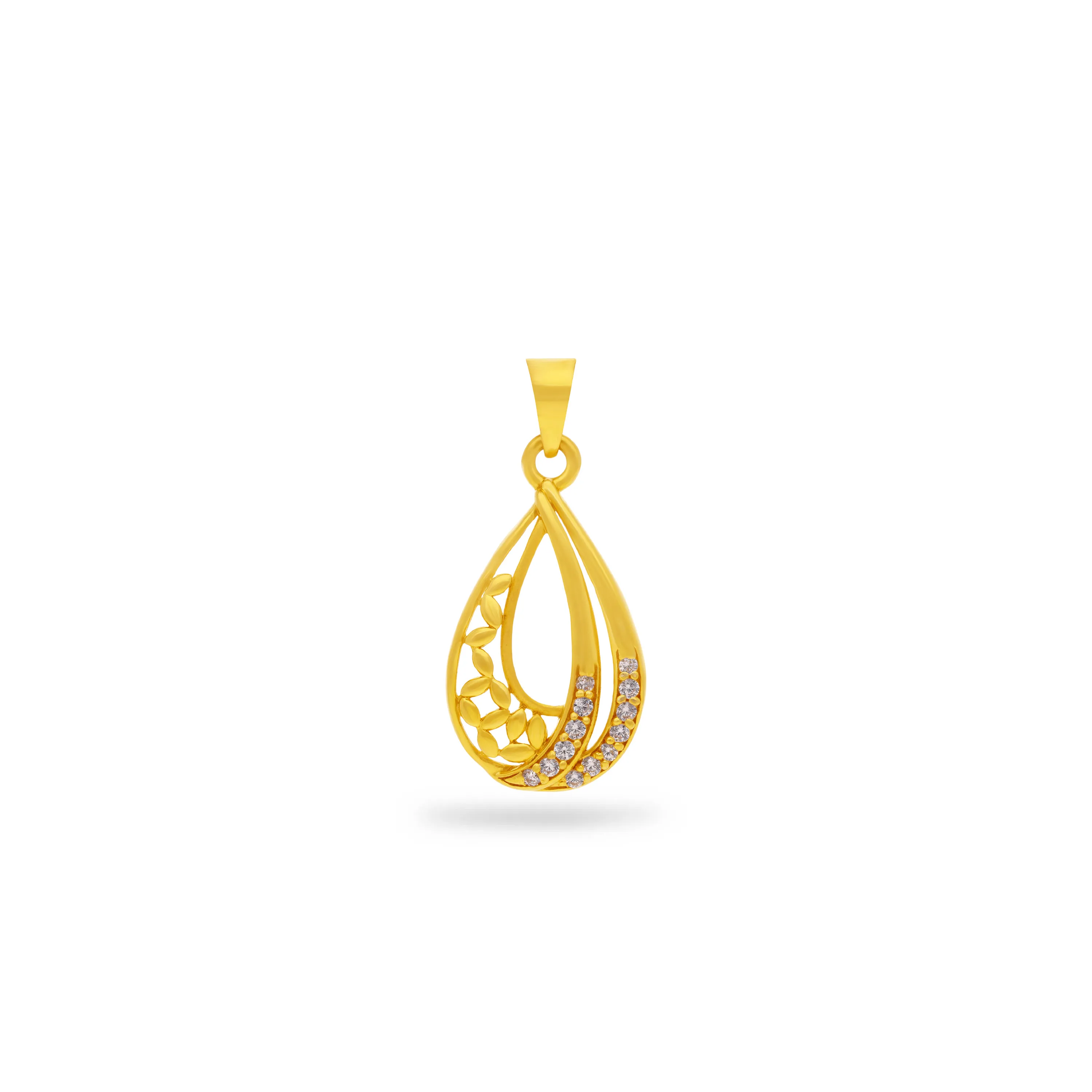 Studded & Detailed 22KT Gold Pendant For Women