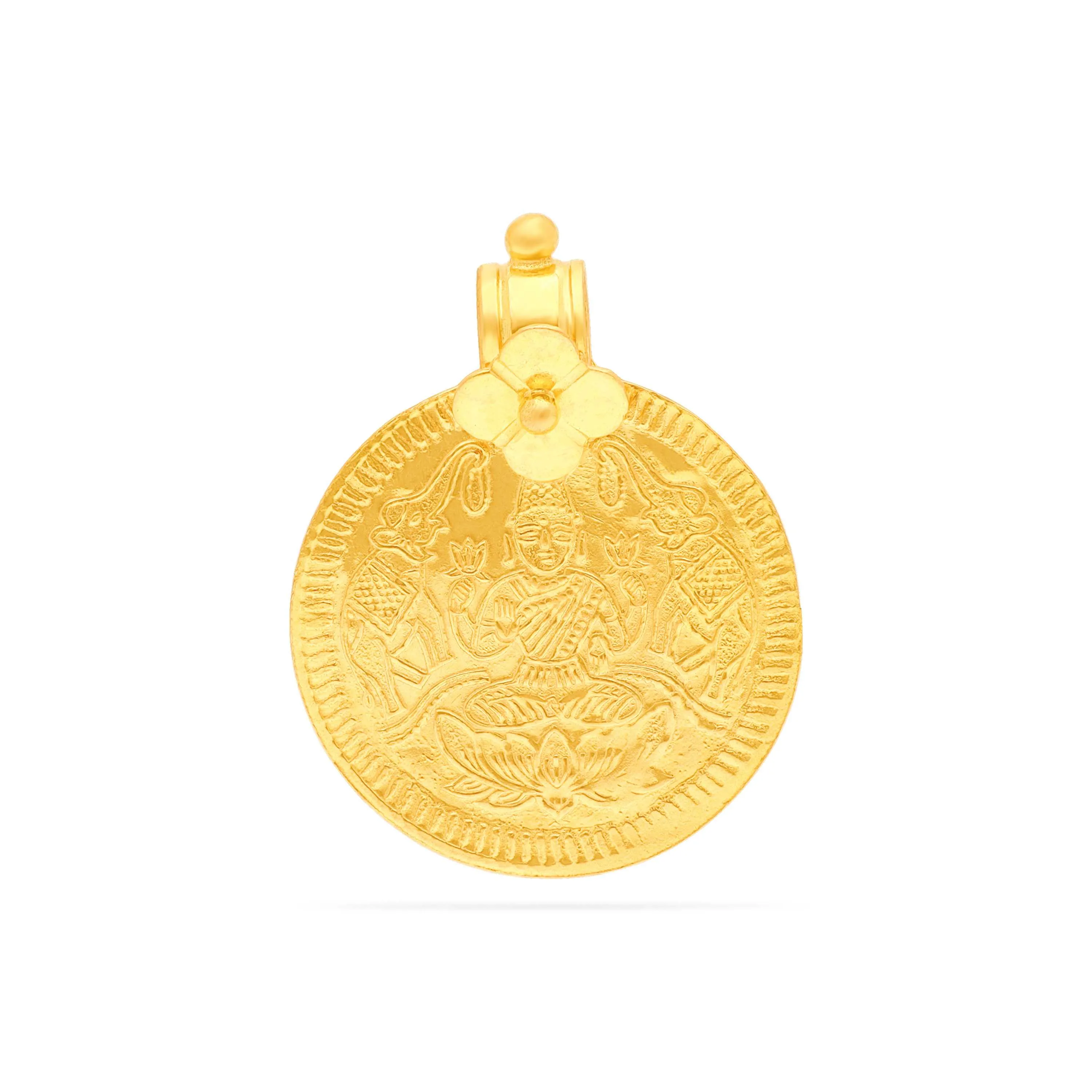 Traditionally Crafted And Detailed Lakshmi Devi 22KT Gold Locket