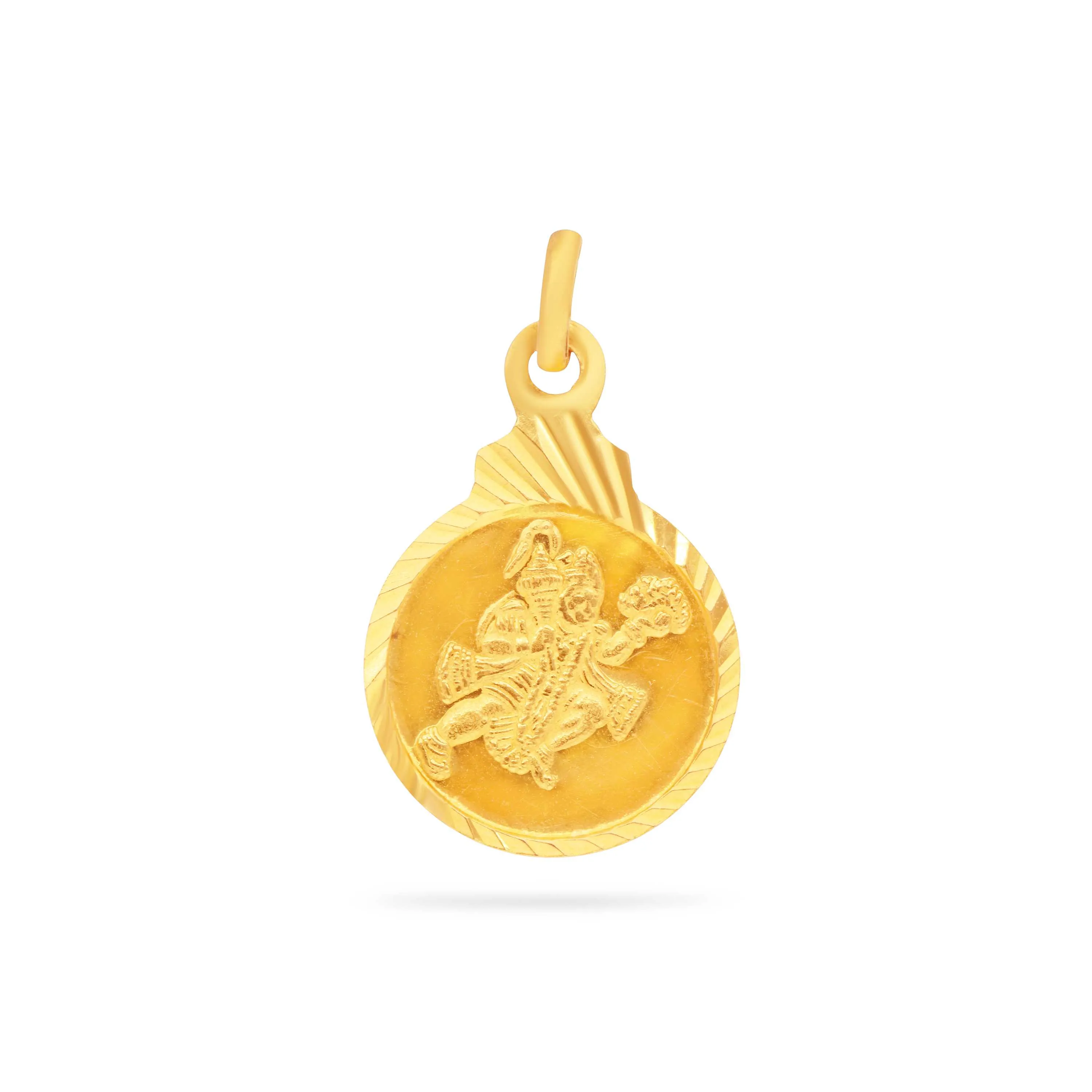 Classic Finely Detailed And Crafted 22KT Gold Hanuman Locket