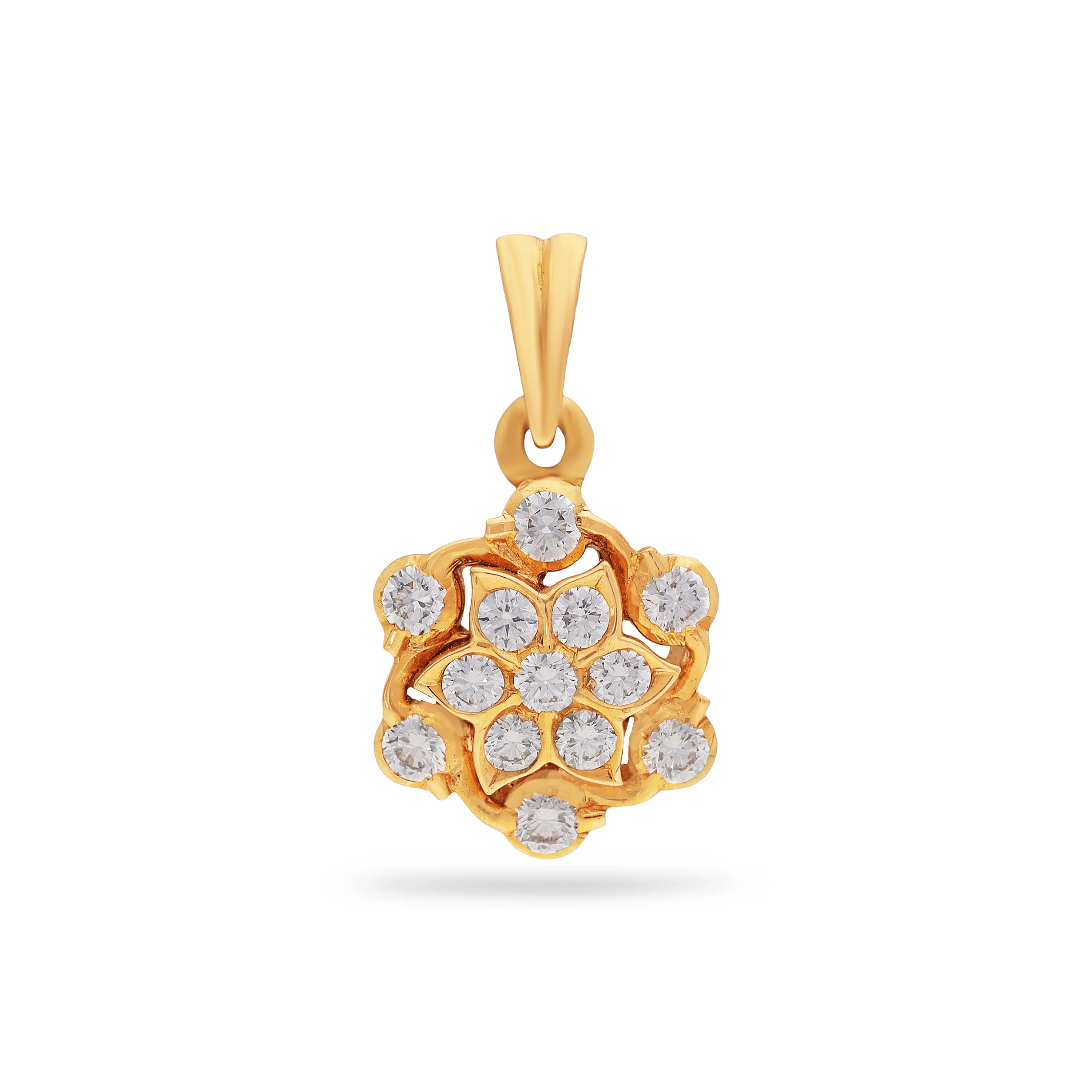 Traditionally Crafted And Diamond Studded 22KT Gold Close Setting Locket For Women