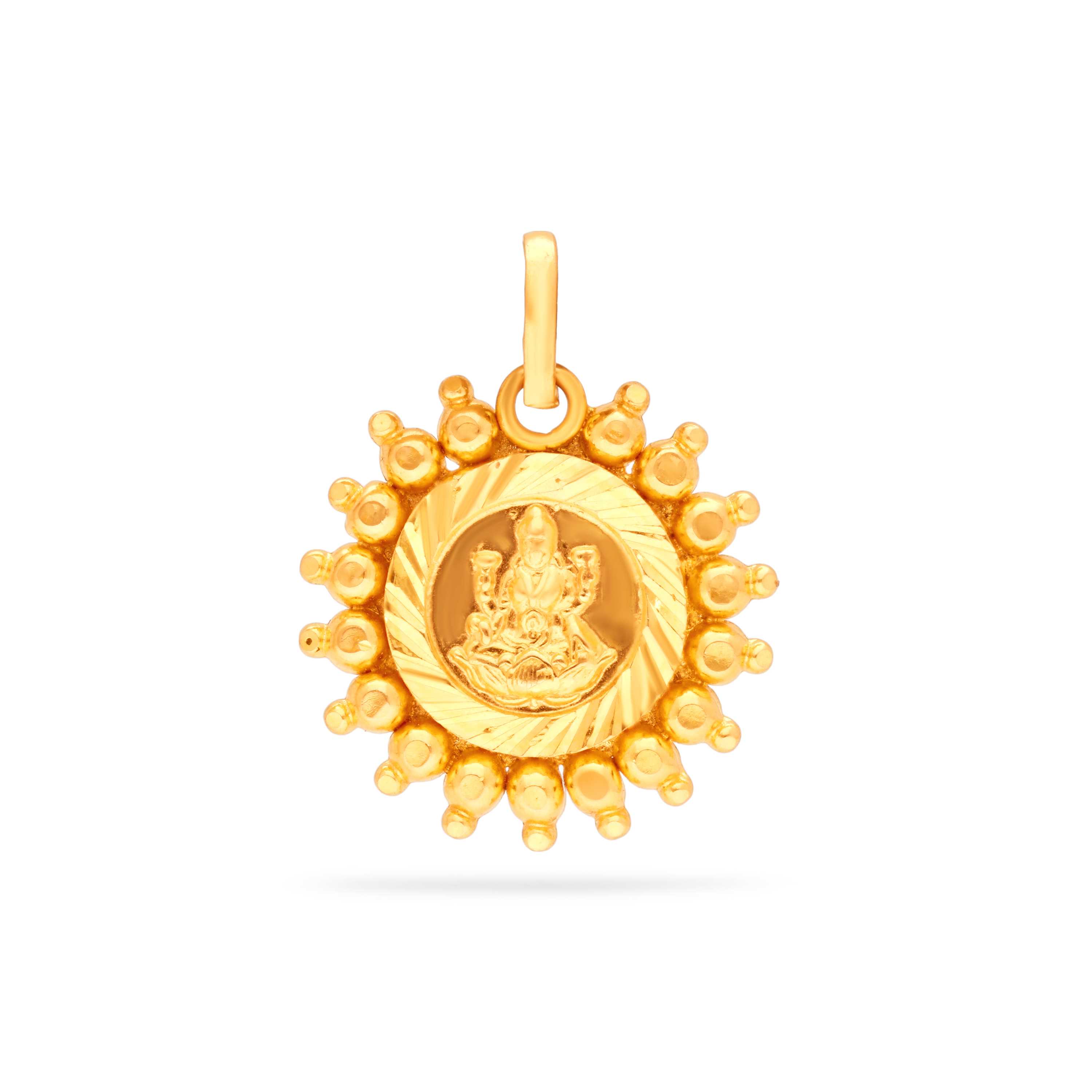 22k Gold Female Lakshmi Pendant Designs In Gold Traditionally