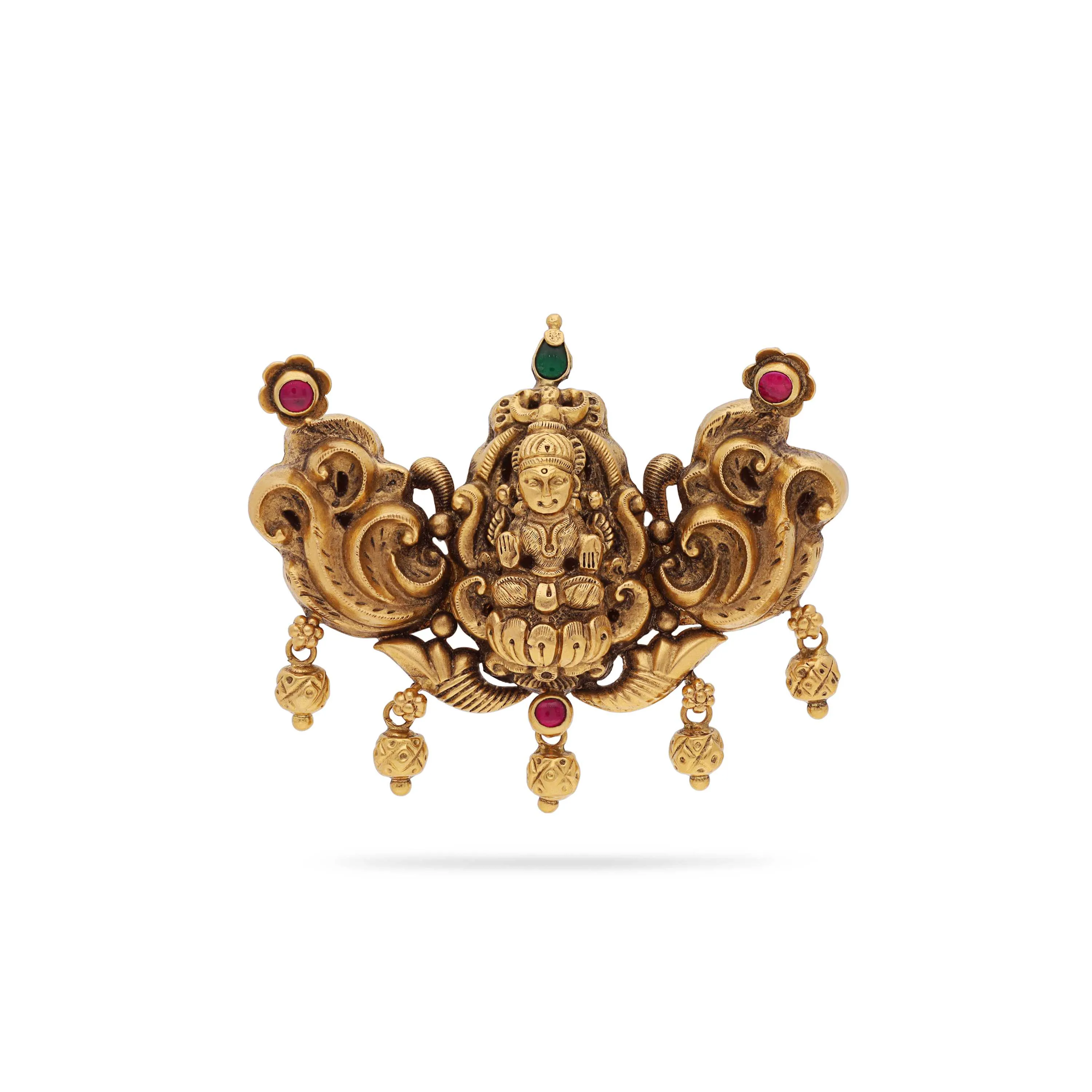 Classic Antique Finished And Studded 22KT Gold Lakshmi Devi Locket